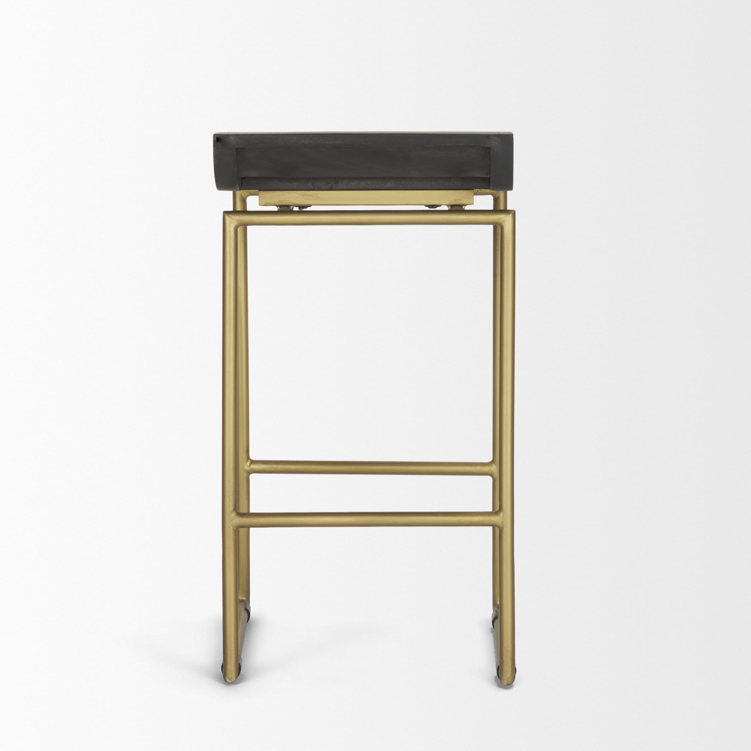 Givens Backless 26in Seat Counter Stool | Brown Wood w/ Gold Metal — product photograph