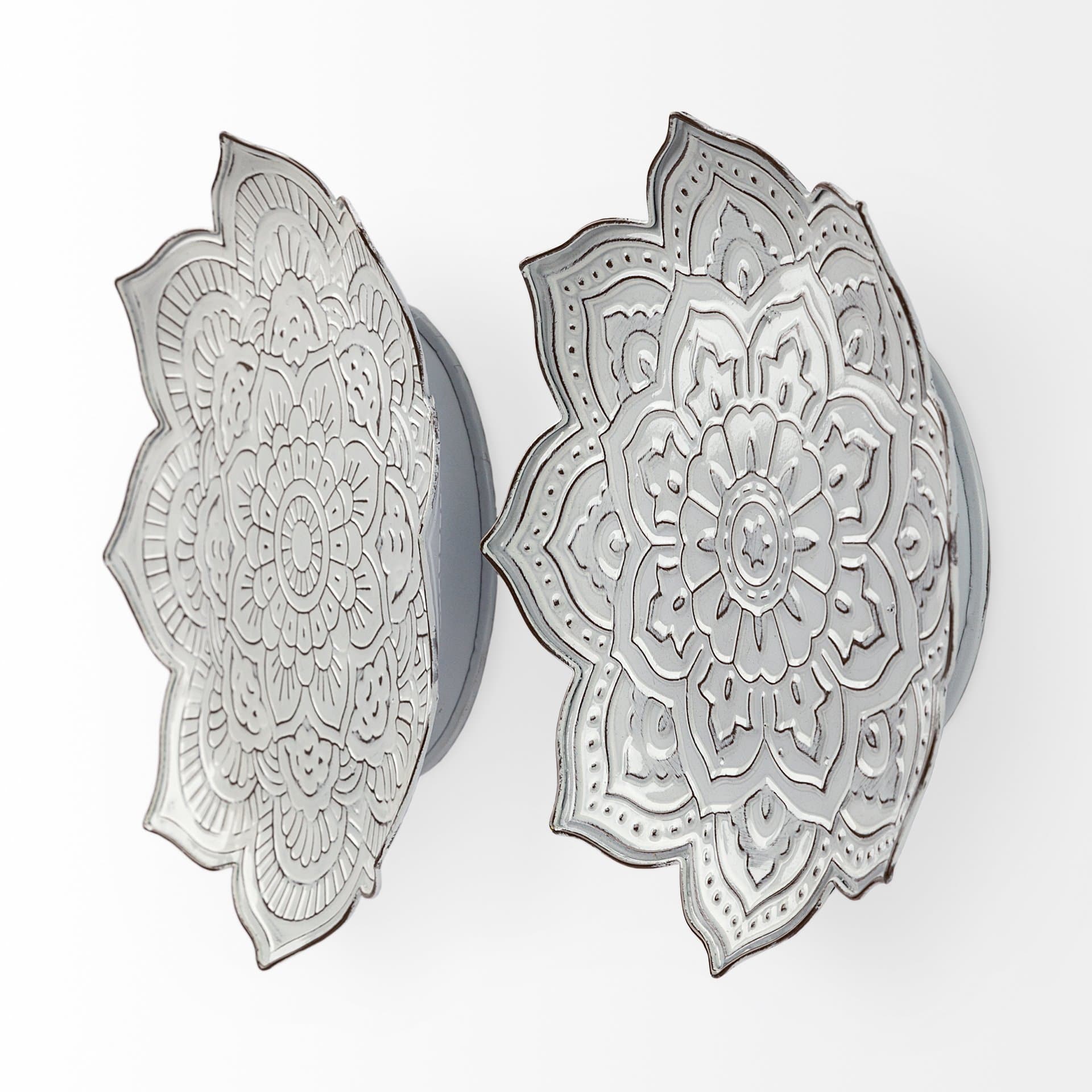 Miranda Set of 2 Stamped Metal Lotus Flower Wall Decor — product photograph