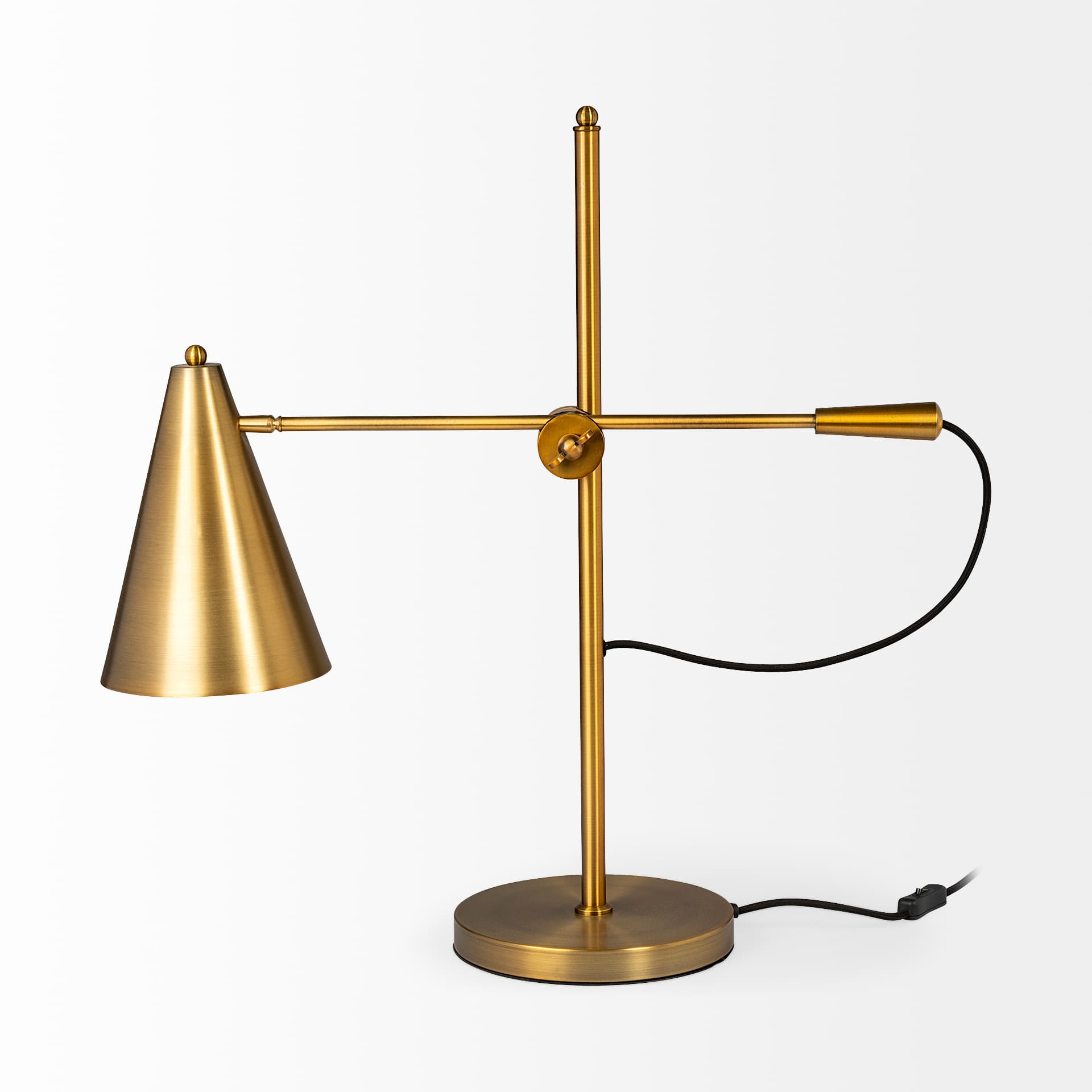 Fragon I (26"H) Gold-Tone Metal Adjustable Cone Shade Table Lamp — product photograph