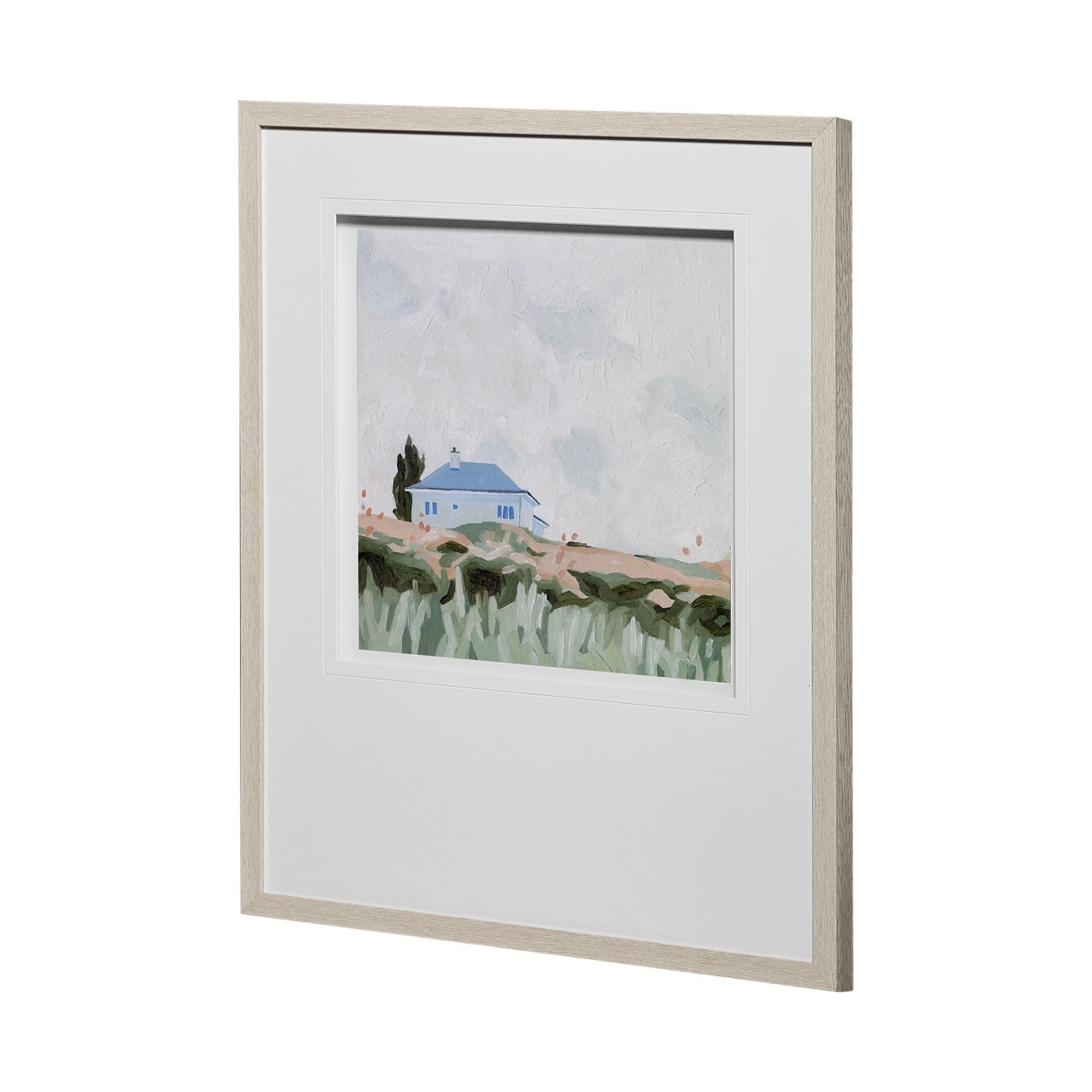 House on a Hill II by Emma Scarvey a Hand Embellished Textured Framed Art Print Matted under Glass — product photograph