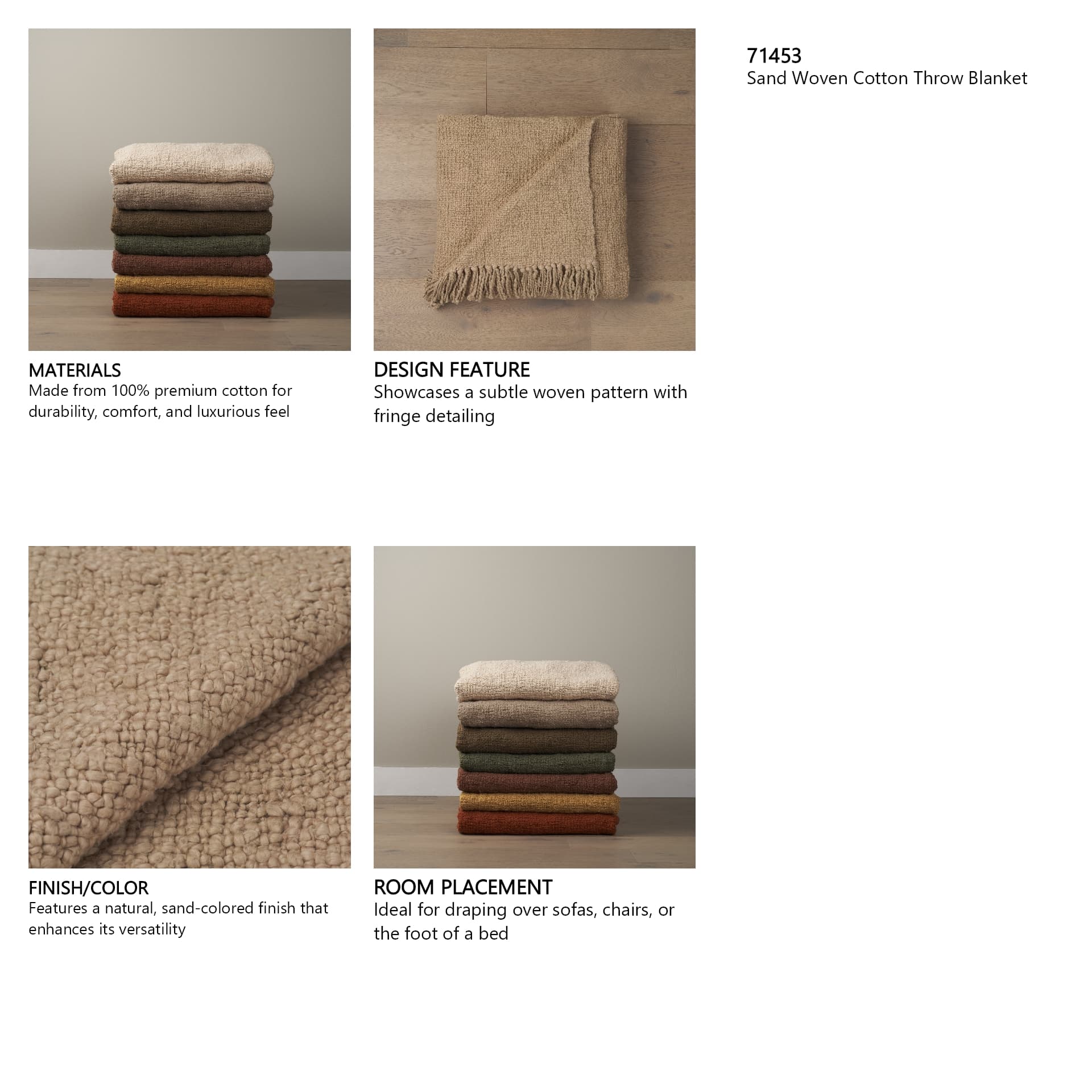 Kambal Sand Woven Cotton Throw Blanket — product photograph