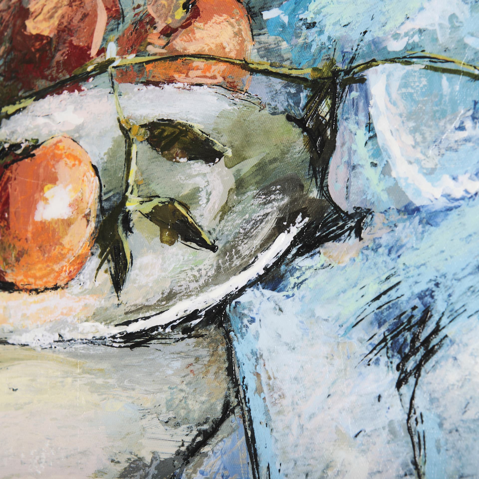 Still Life with Peaches by Mercana Studio a Hand Embellished Textured Canvas — product photograph