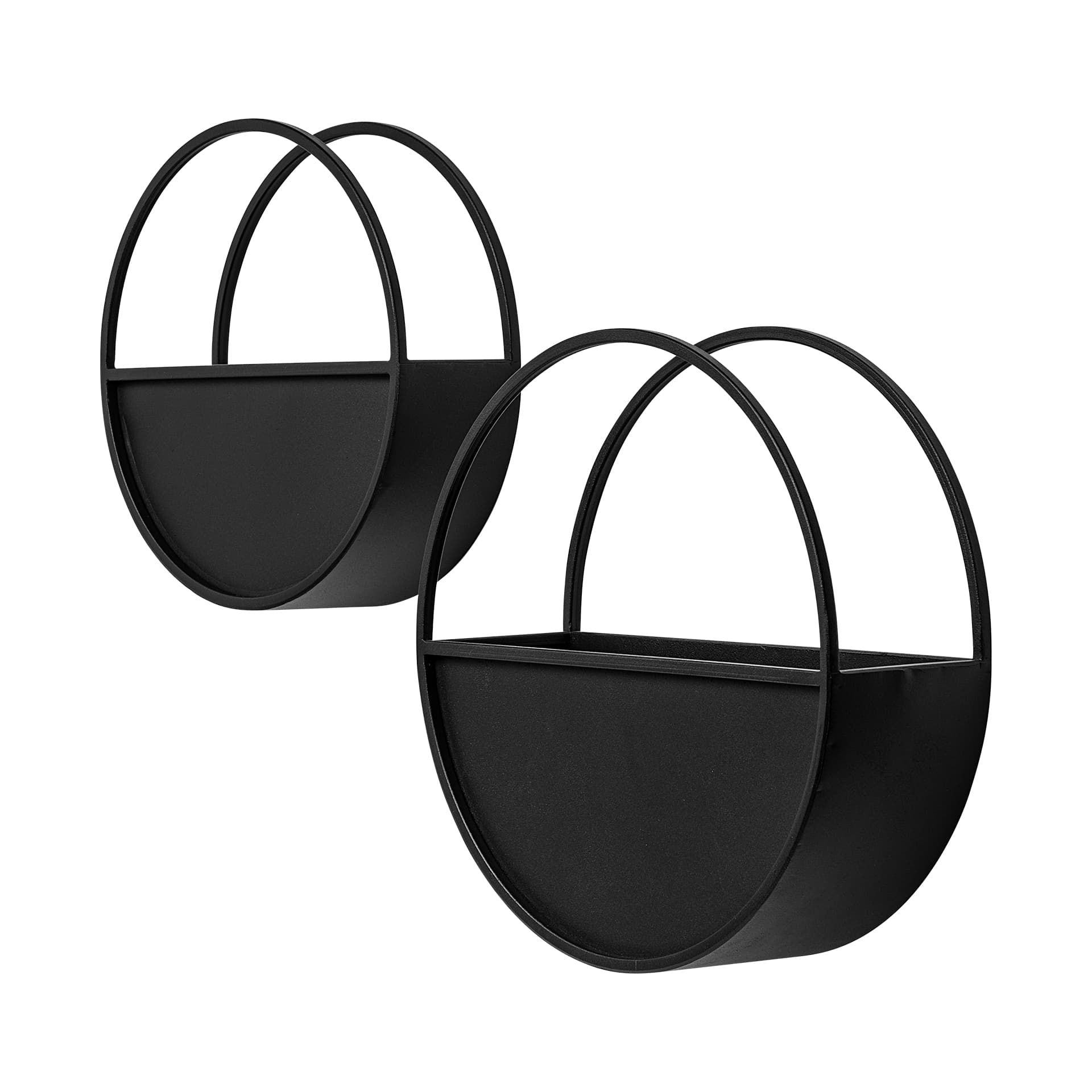 Hank Set of 2 Black Metal Hanging Wall Planters — product photograph