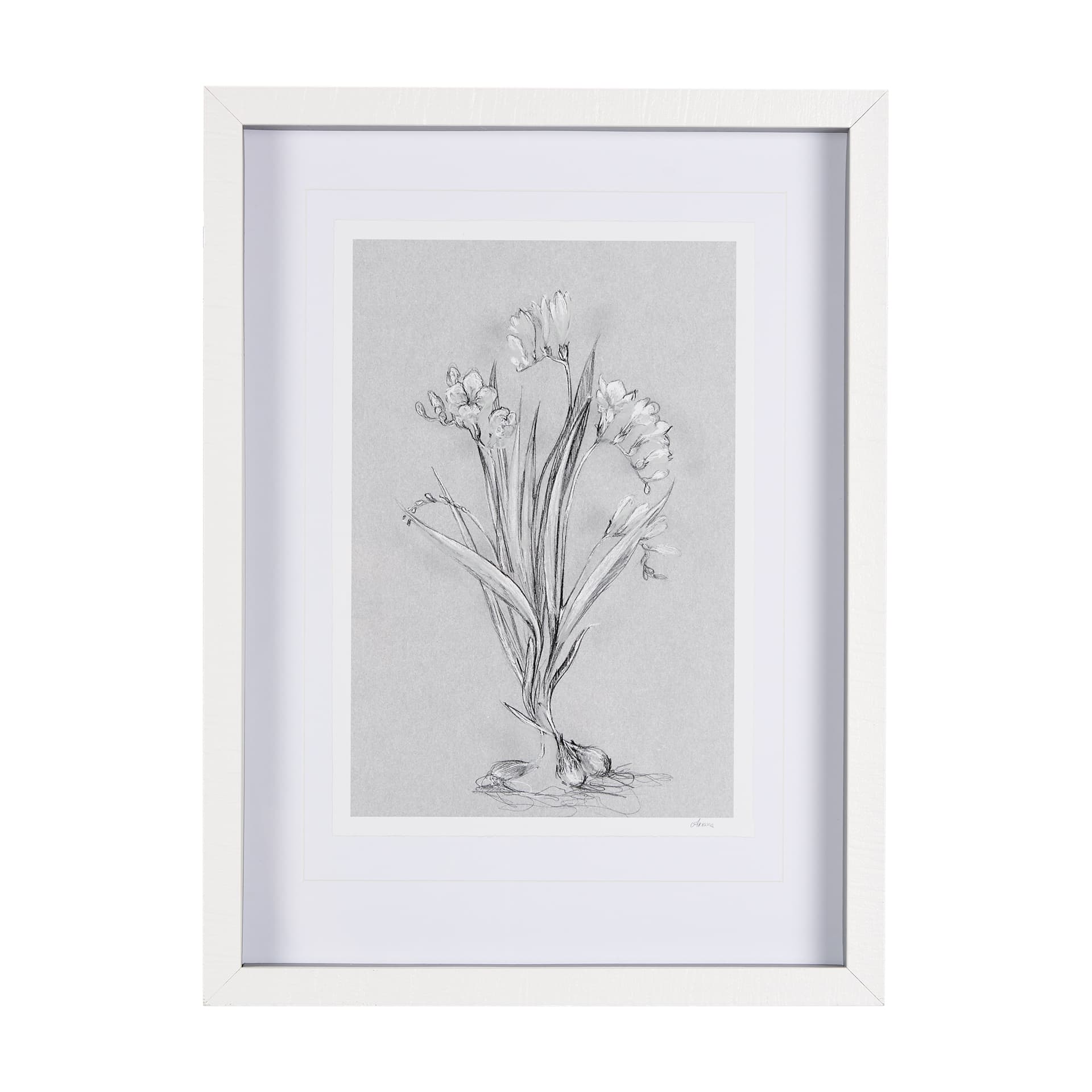 Botanical sketches III (Grey) by Mercana Studio Hand Embellished Framed Art Print Matted under Glass — product photograph