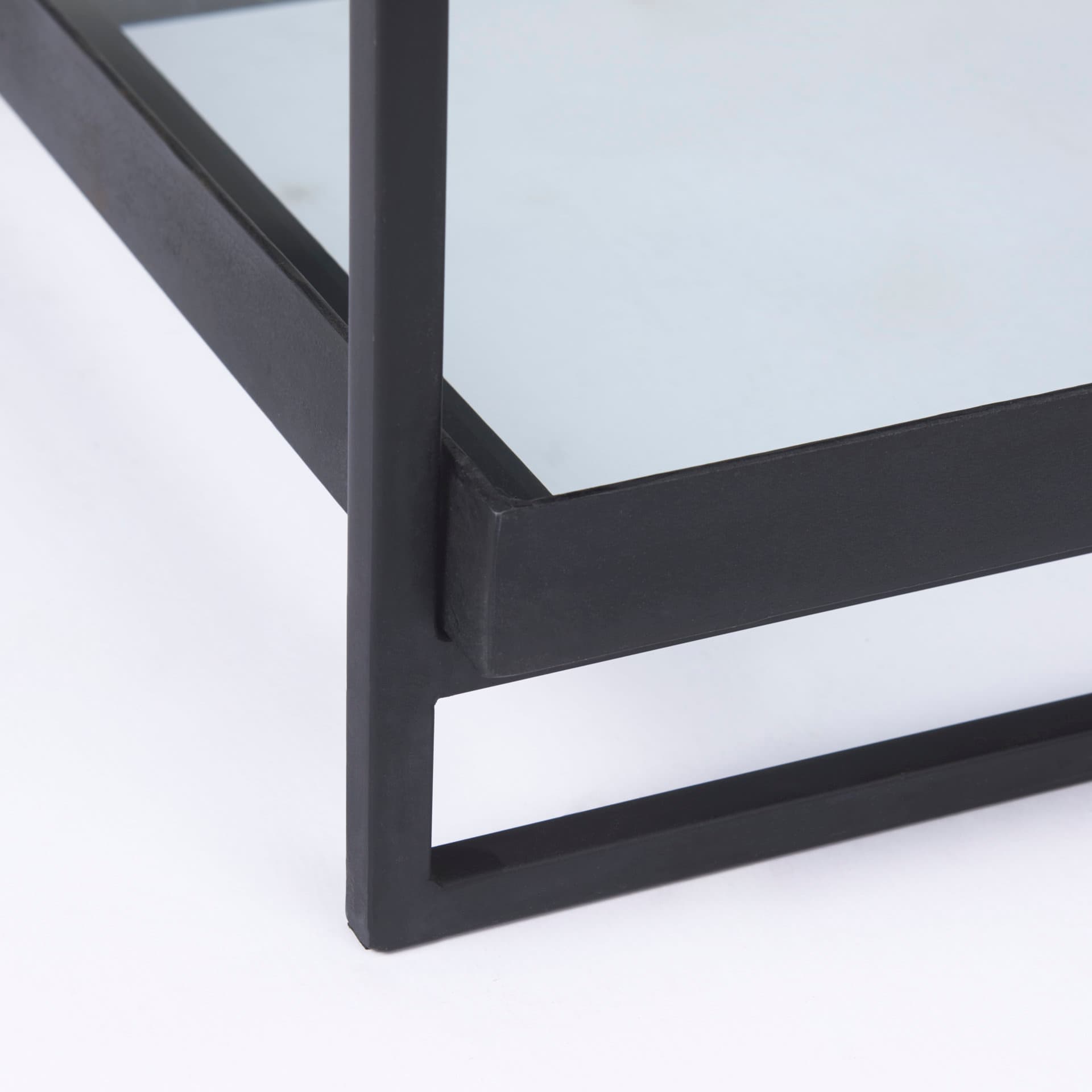 Trey Black Metal W/Glass Accent Table — product photograph
