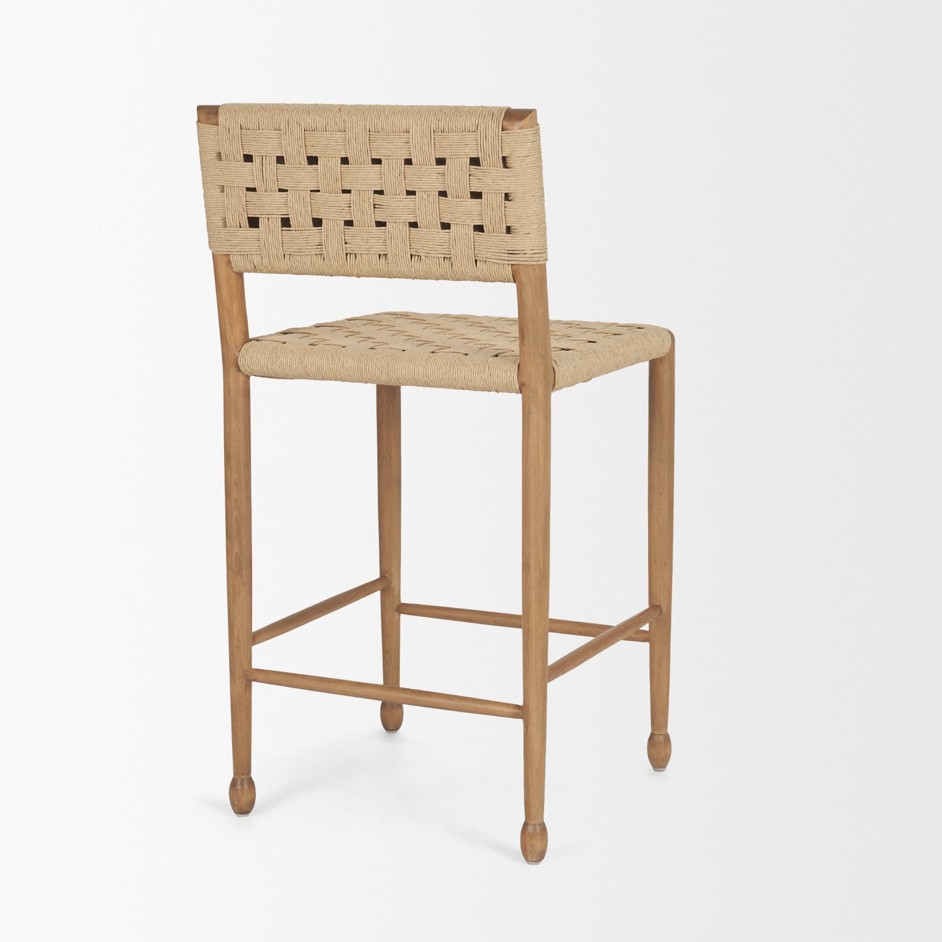 Brinley Backless 39in Seat Counter Stool | Paper Rope w/ Brown Wood — product photograph
