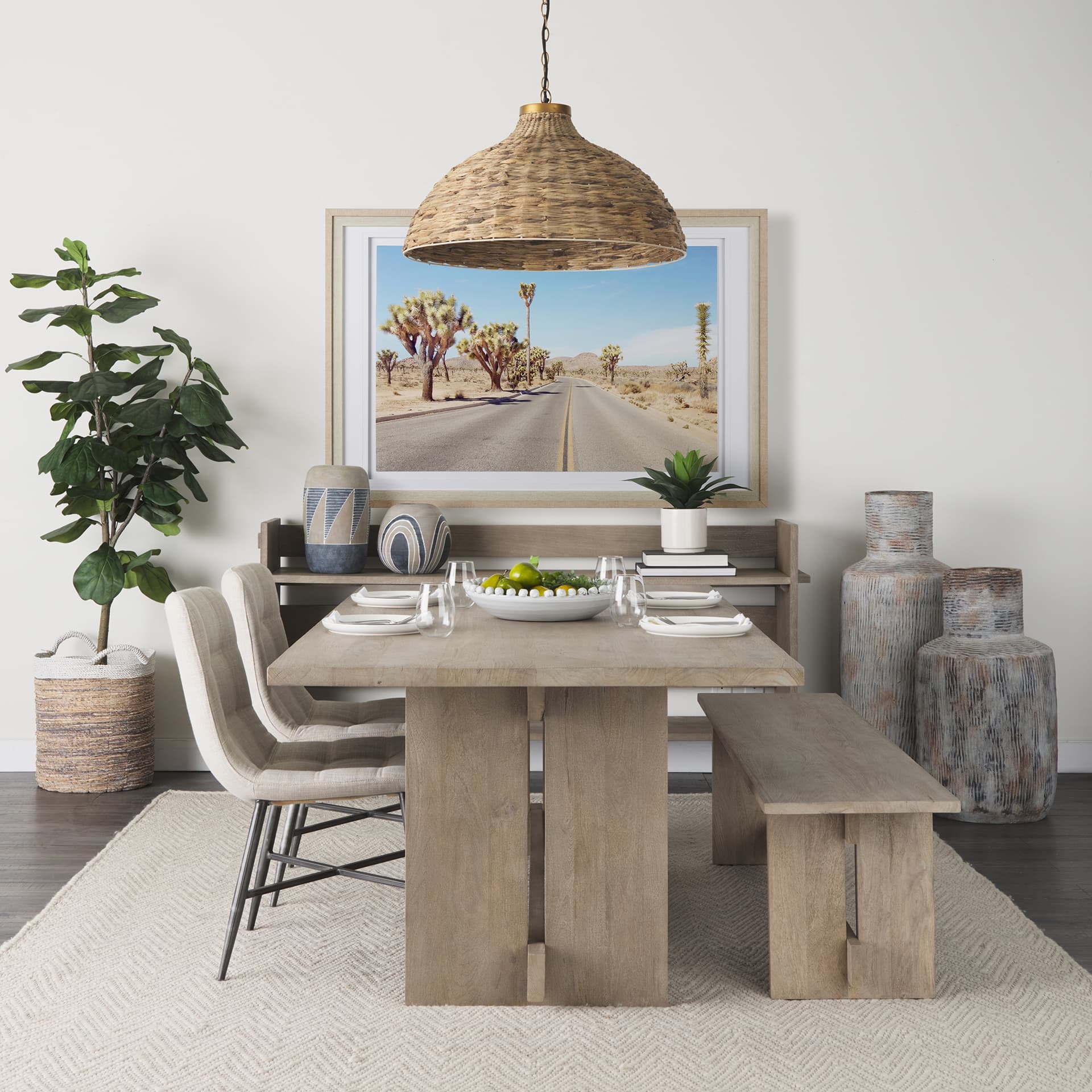 Cove Small Brown/White Ceramic Vase — in a styled room