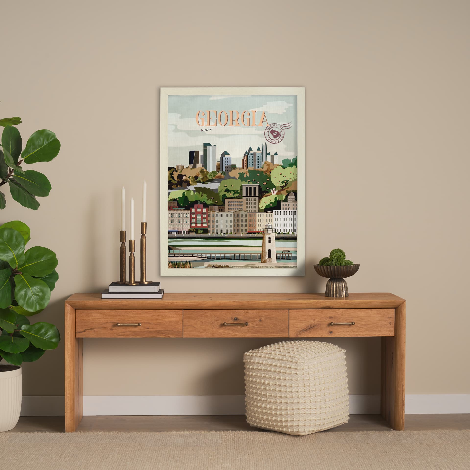 Georgia Go USA (L) by Mercana Studio a Hand Embellished Decograph Framed Art Print — in a styled room