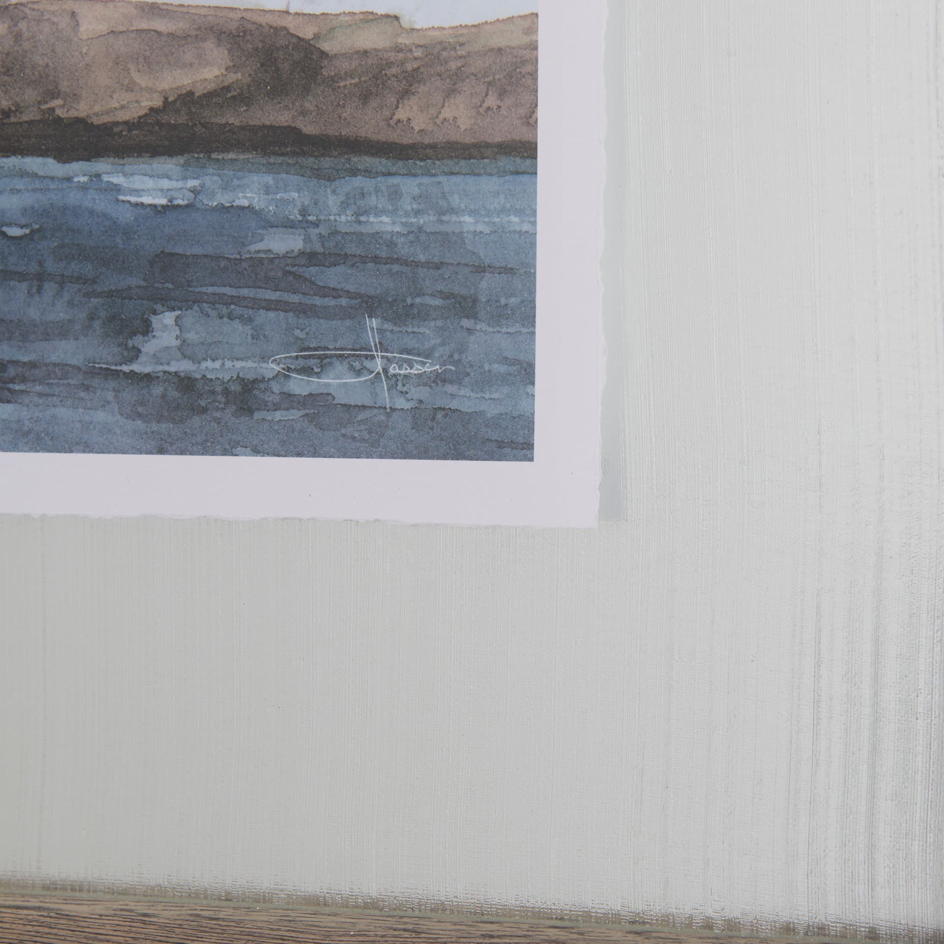 Icelandic Seascape by Jonathan Klassen Hand Embellished Textured Framed Art Print Matted under Glass — product photograph