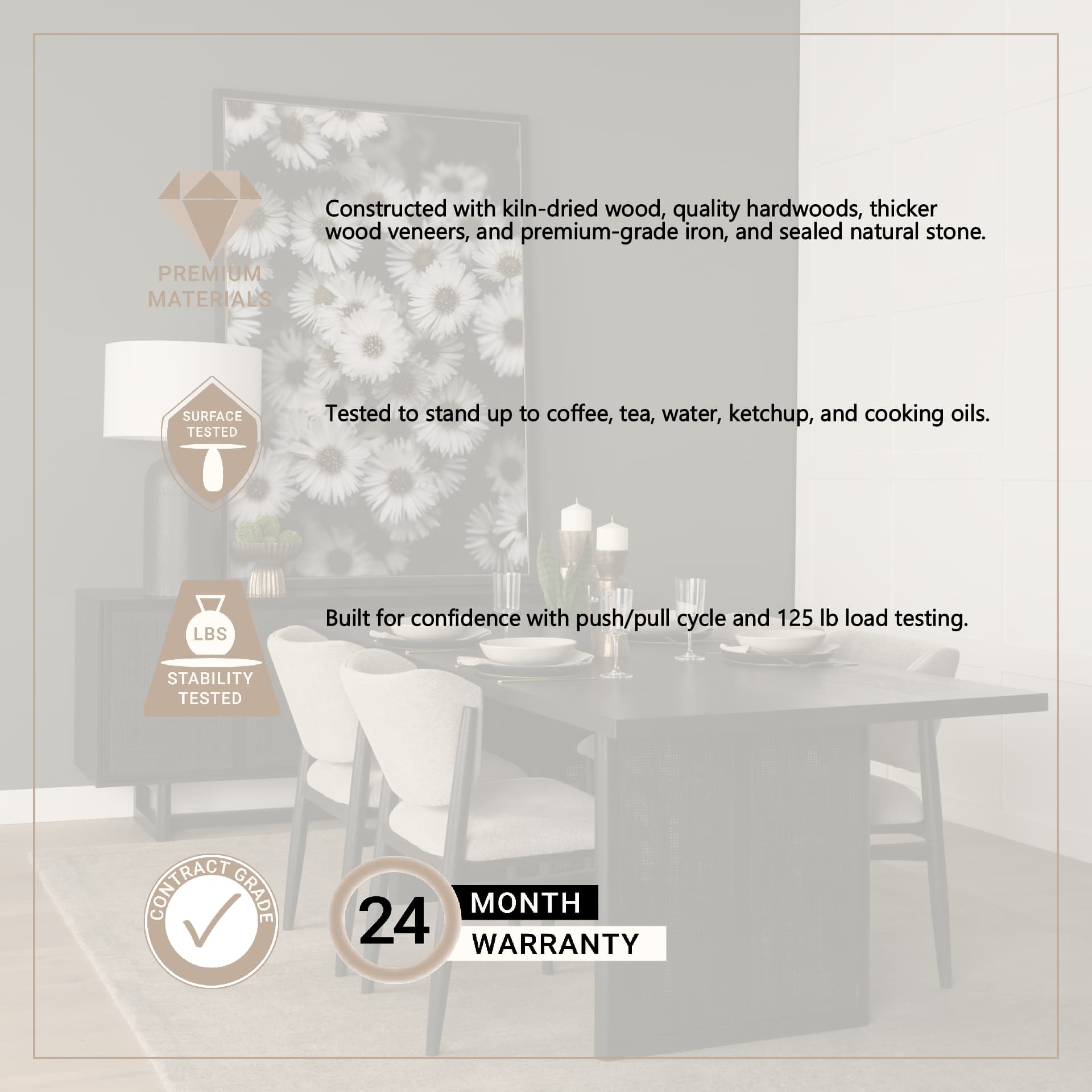 Grier 84"L x 38"W Dining Table | Modern | Black Wood & Black Wood/Cane | Seats 8 — product photograph