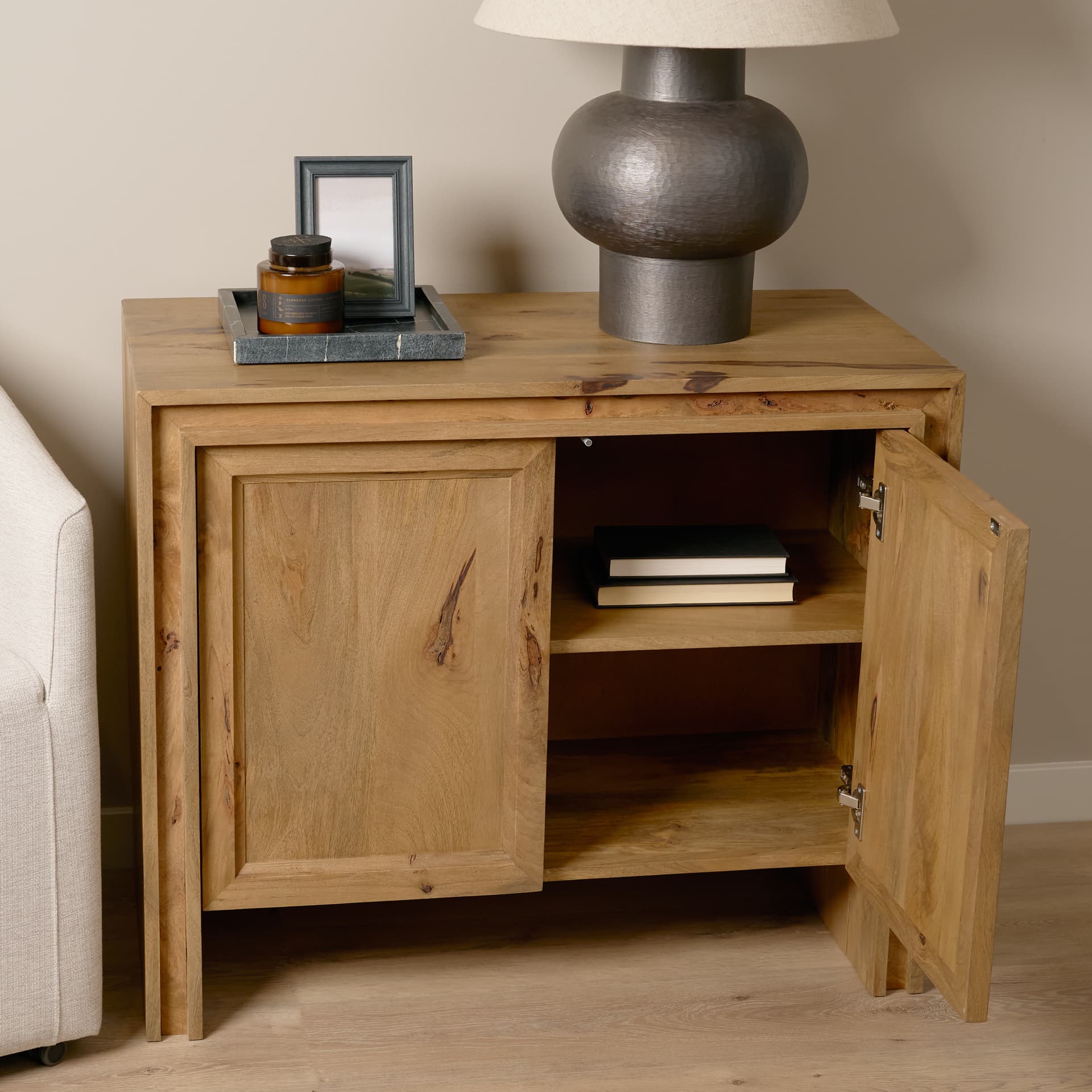 Notts Brown Wood 2-Door Accent Cabinet — product photograph