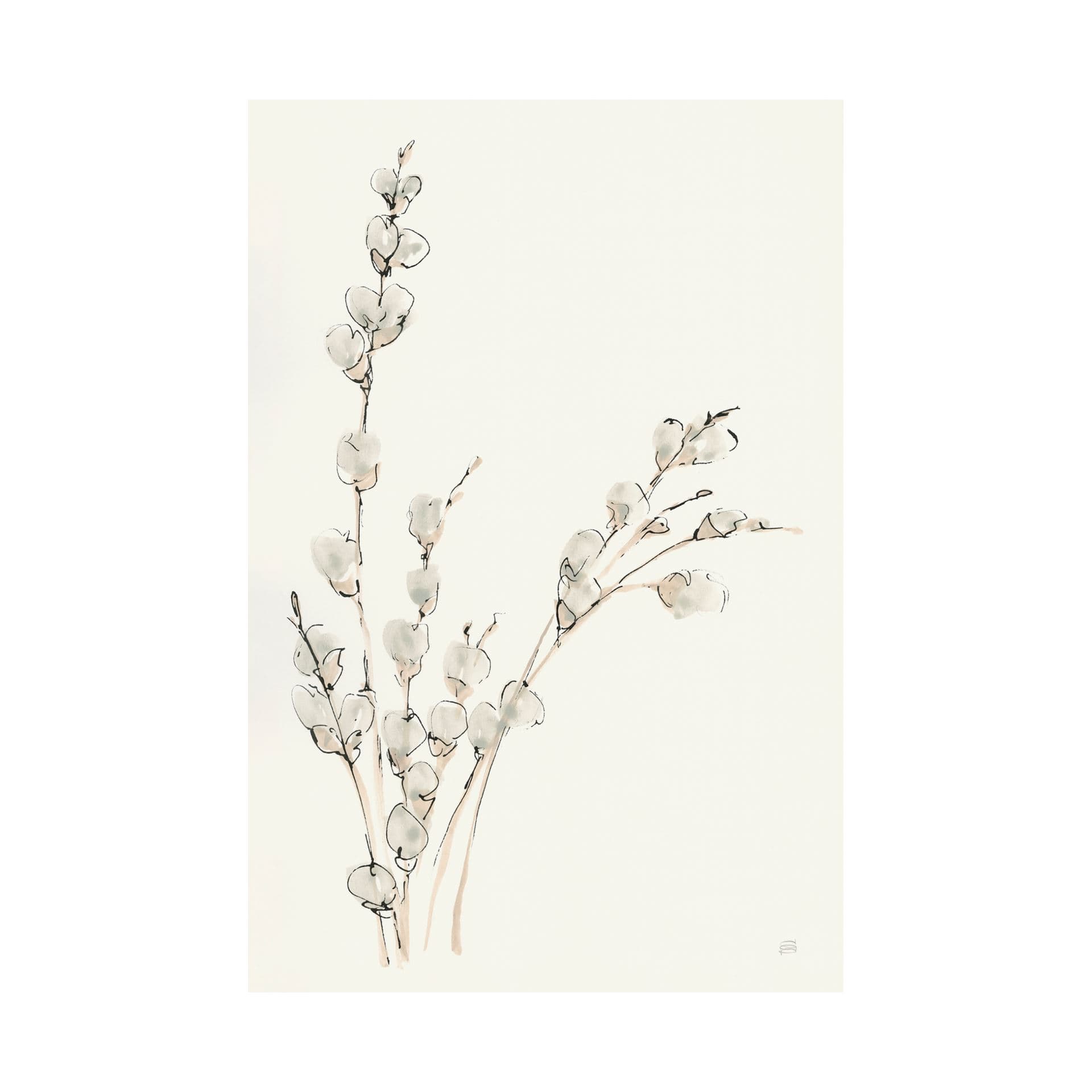 Pussy Willows V by Chris Paschke a Hand Embellished Textured Canvas — product photograph