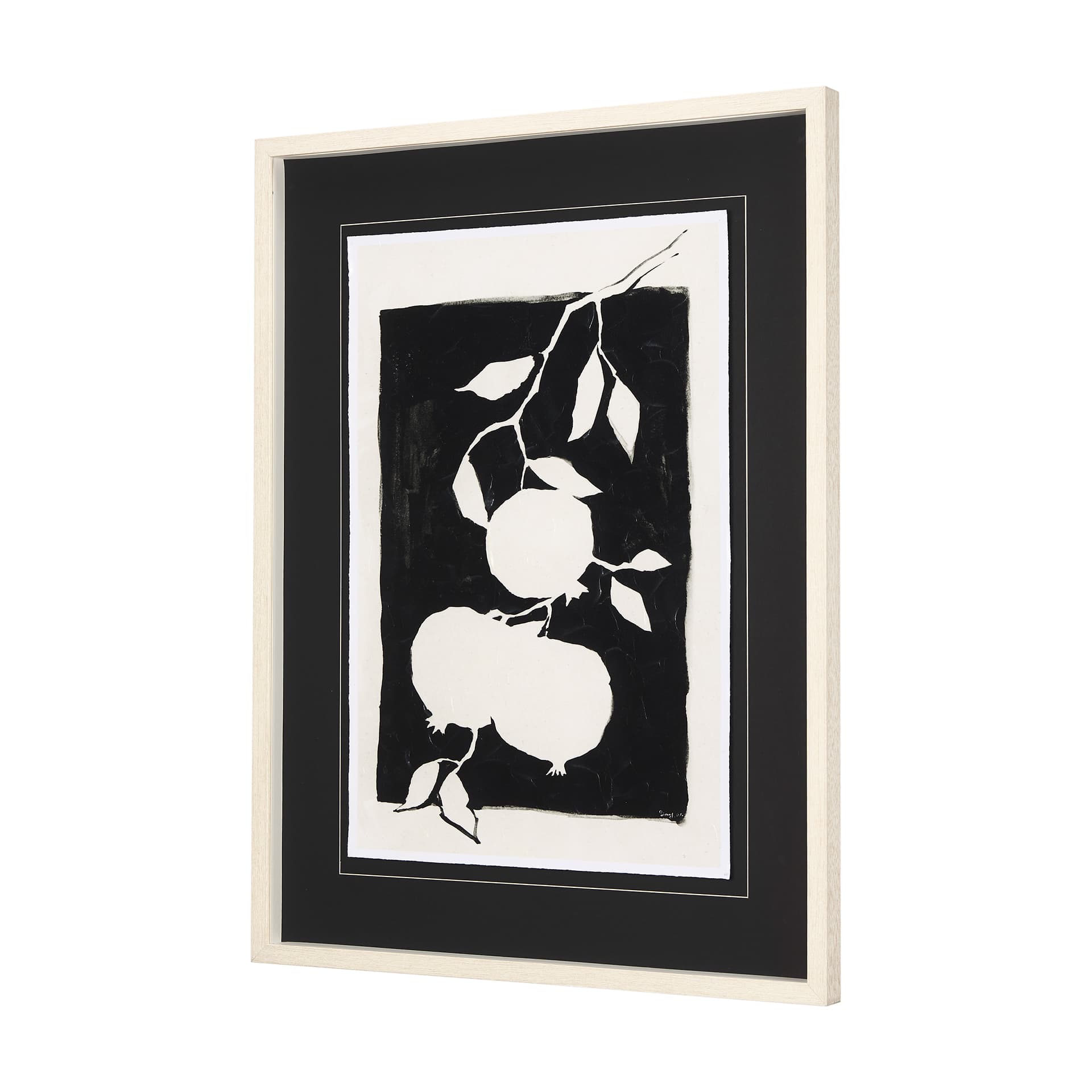 Pomegranate Branch Silhouette by Mercana Studio Hand Embellished Framed Art Print Matted under Glass — product photograph