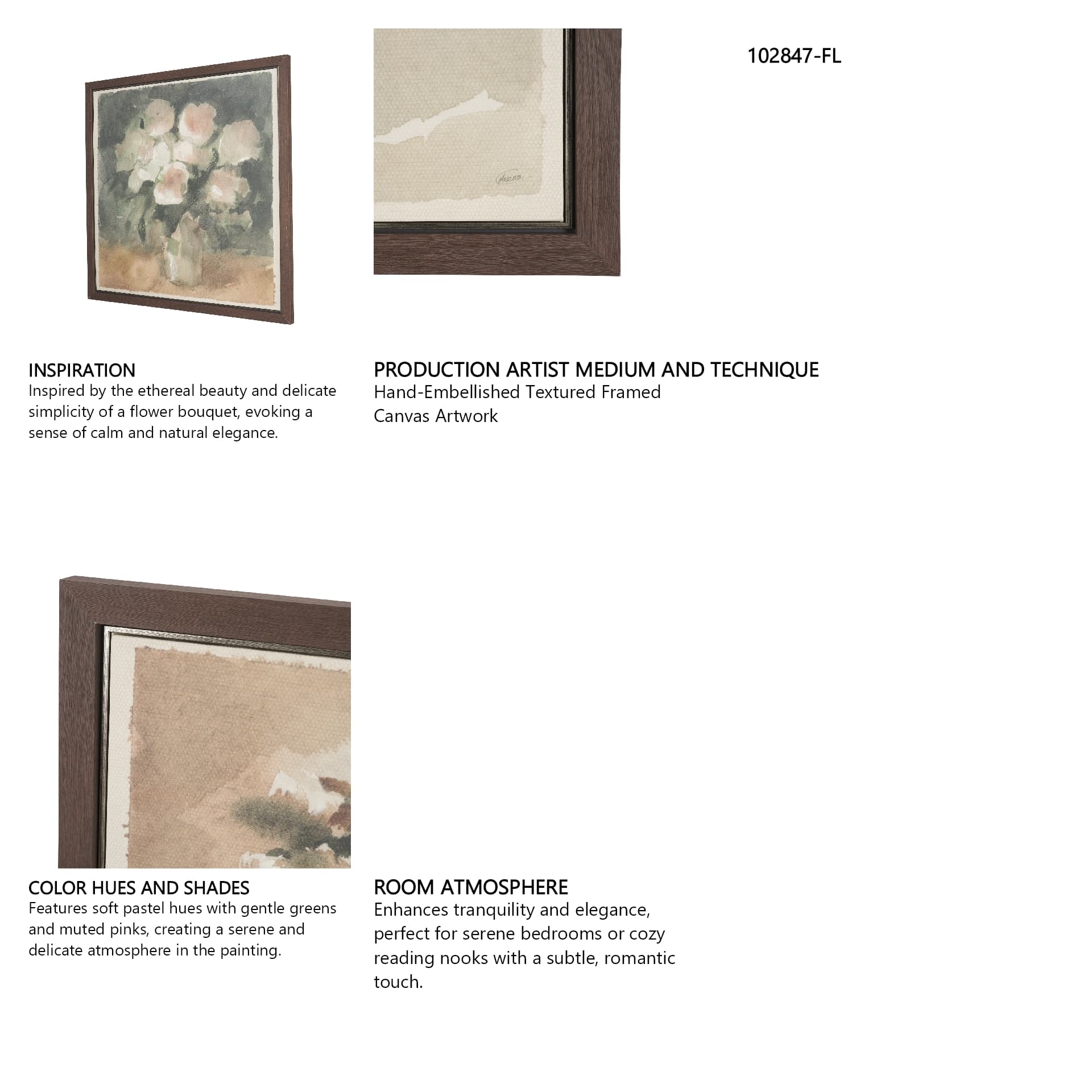 Blush by Mercana Studio Hand-Embellished Textured Framed Canvas Artwork — in a styled room