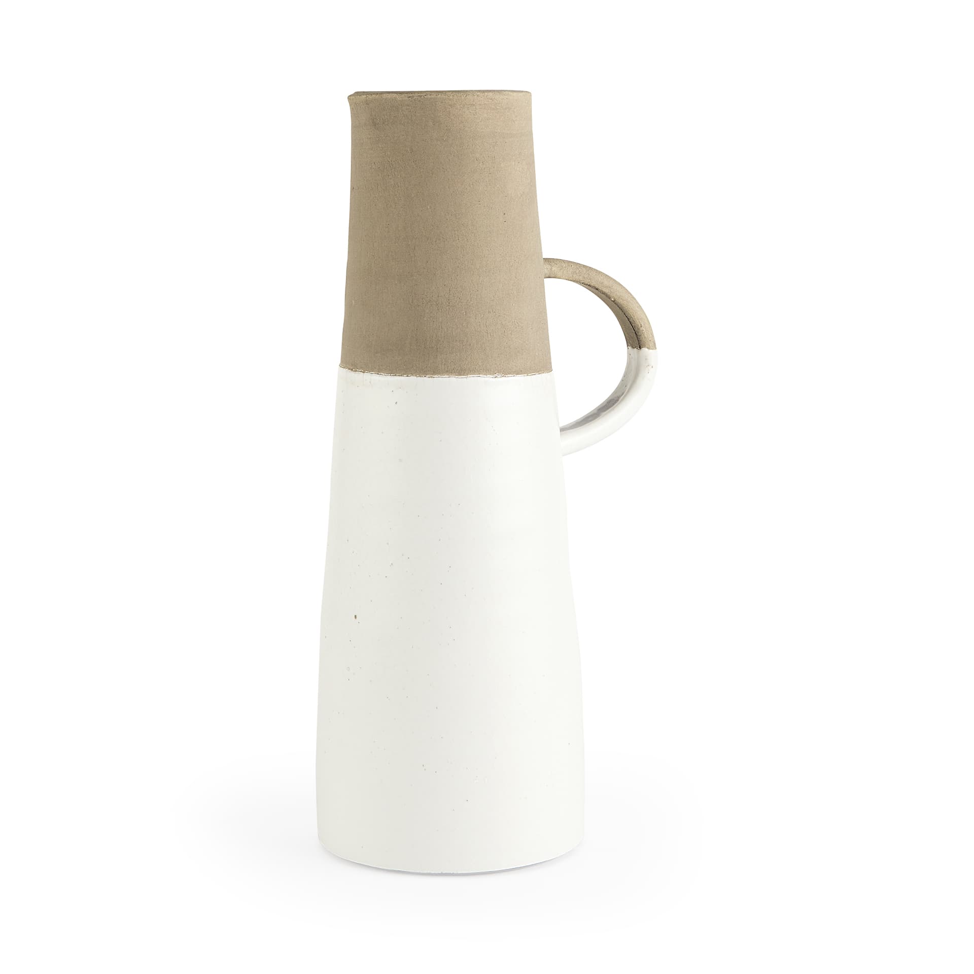 Garand Large 18.8H Two-Toned White Natural Ceramic Jug — product photograph