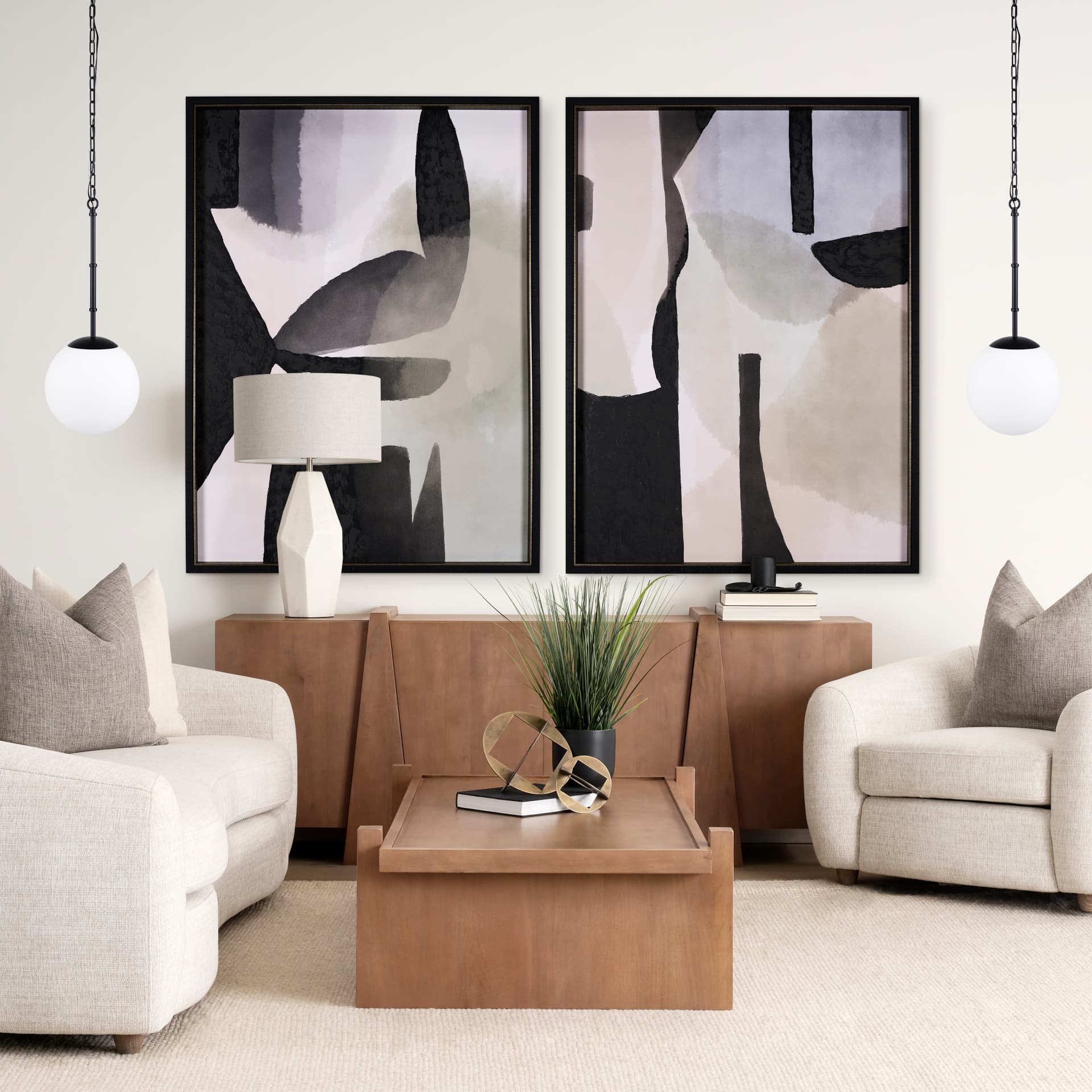 Edie Matte Black Metal w/ Frosted Glass Globe 1-Light Pendant — in a styled room