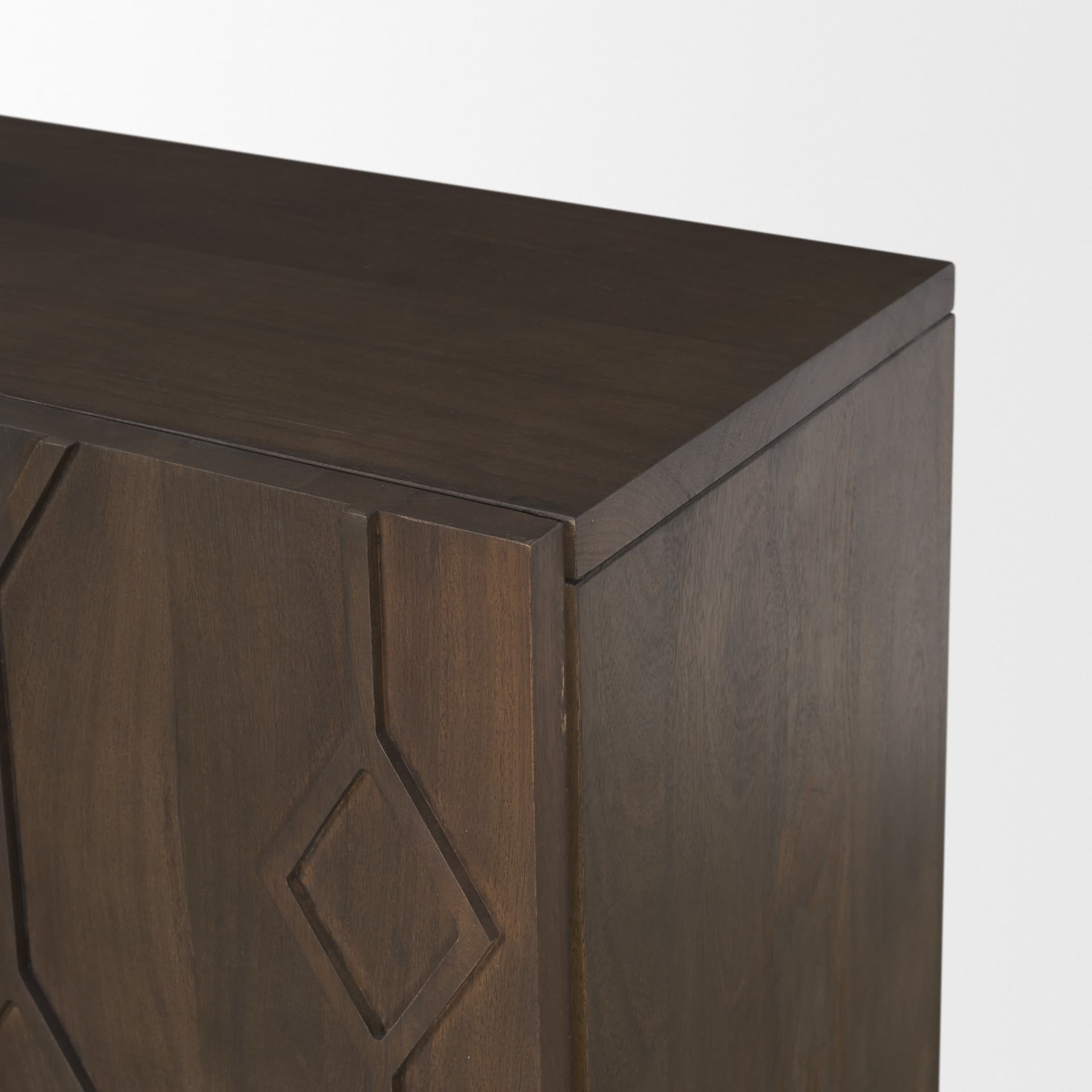 Heera Dark Brown Diamond Motif w/ Shelf Sideboard — product photograph