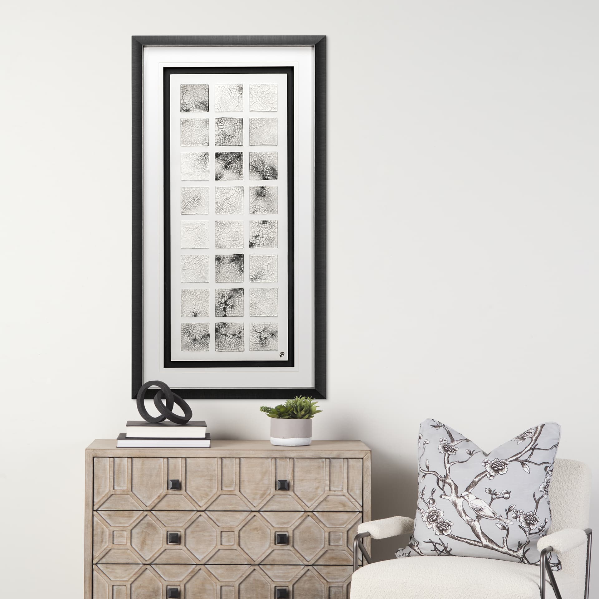 Cracking Blocks by Studio M a handmade Original Framed Artwork under Glass — in a styled room
