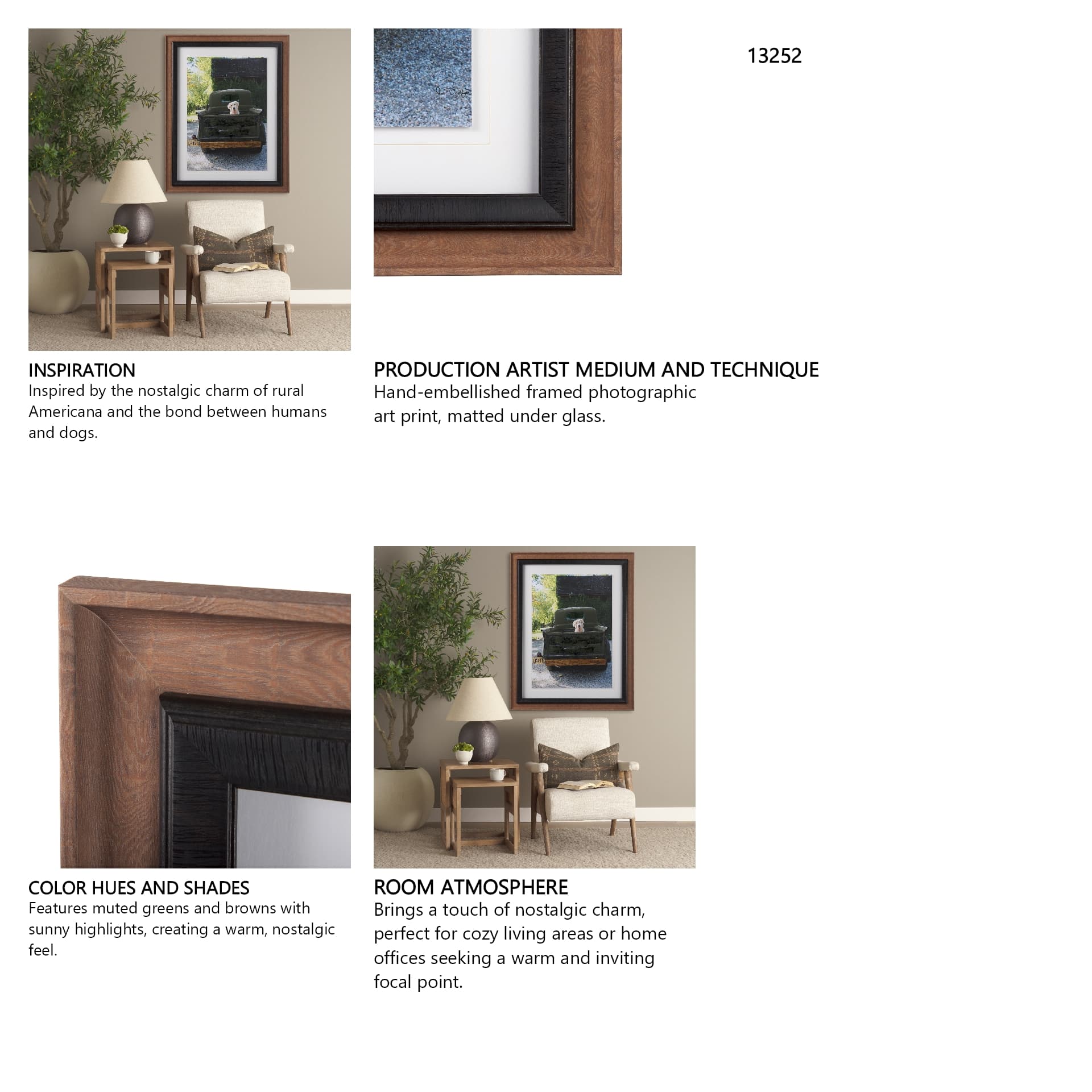 Get Out of Dodge Hunter Green by Mercana a Hand Embellished Framed Photo Art Print Matted under Glas — in a styled room