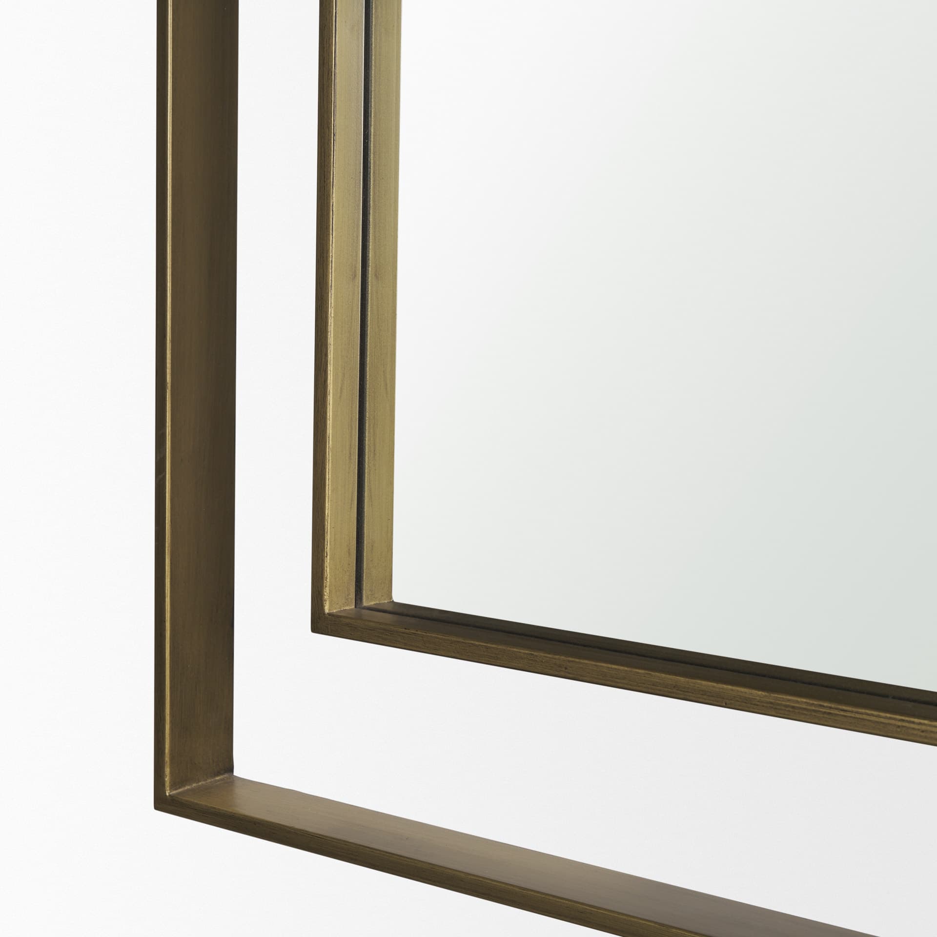 Tiva Rectangular Dual Brushed Gold Metal Framed Mirror — product photograph