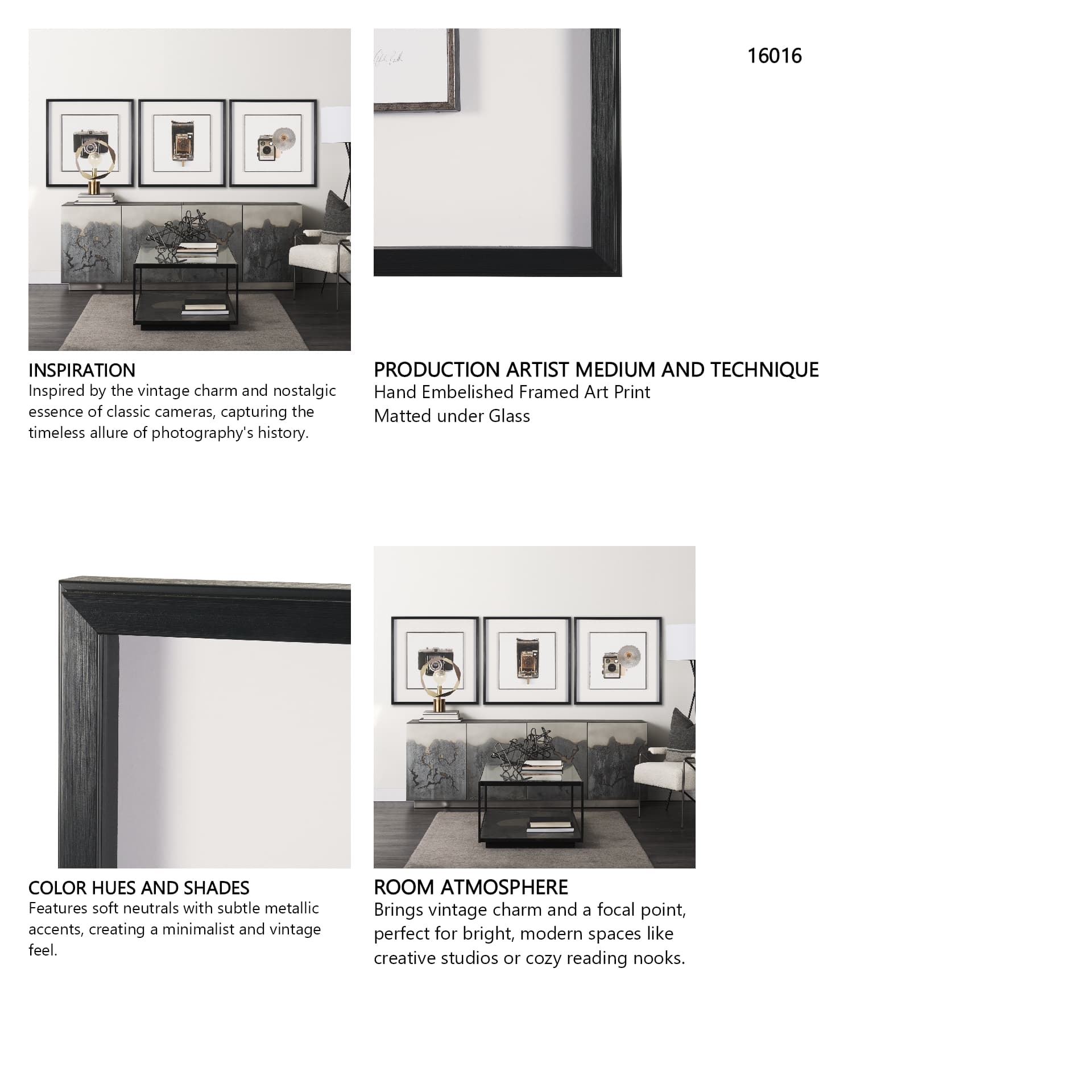 Flash Bulb Camera by Deborah Revell Hand Embelished Framed Art Print Matted under Glass — in a styled room