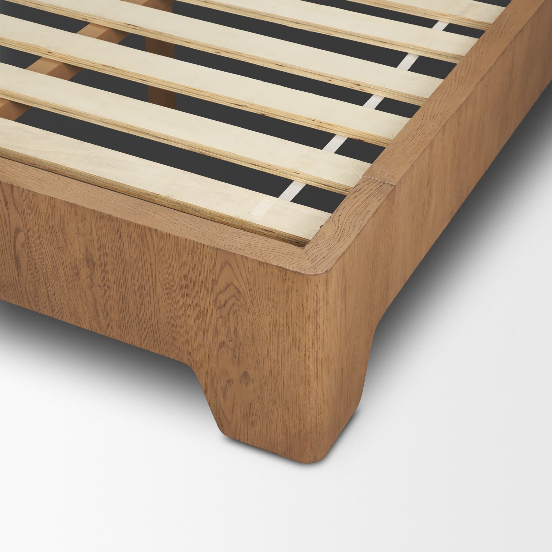 Holden King Upholstered Bedframe | Shelter Headboard | Burgundy Performance Fabric — product photograph