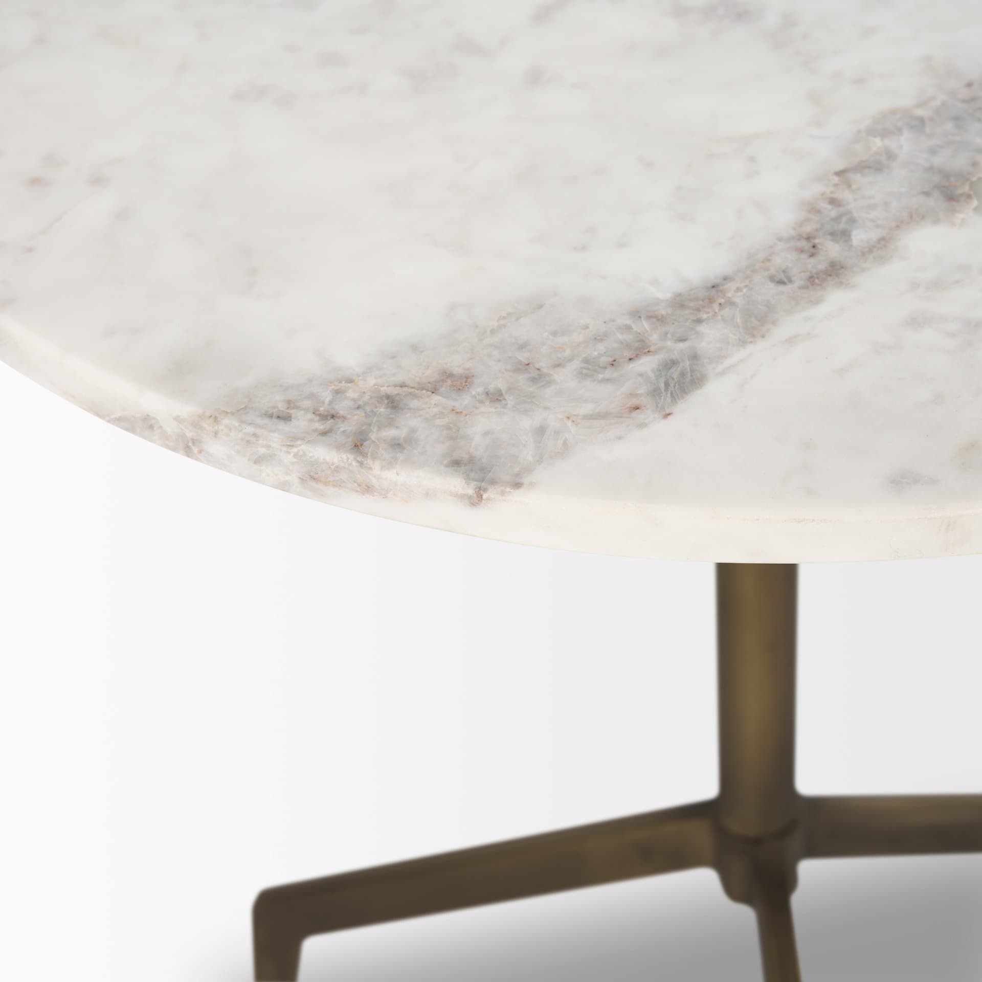 Serre Marble Top 3 Prong Gold Metal Base End Table — product photograph