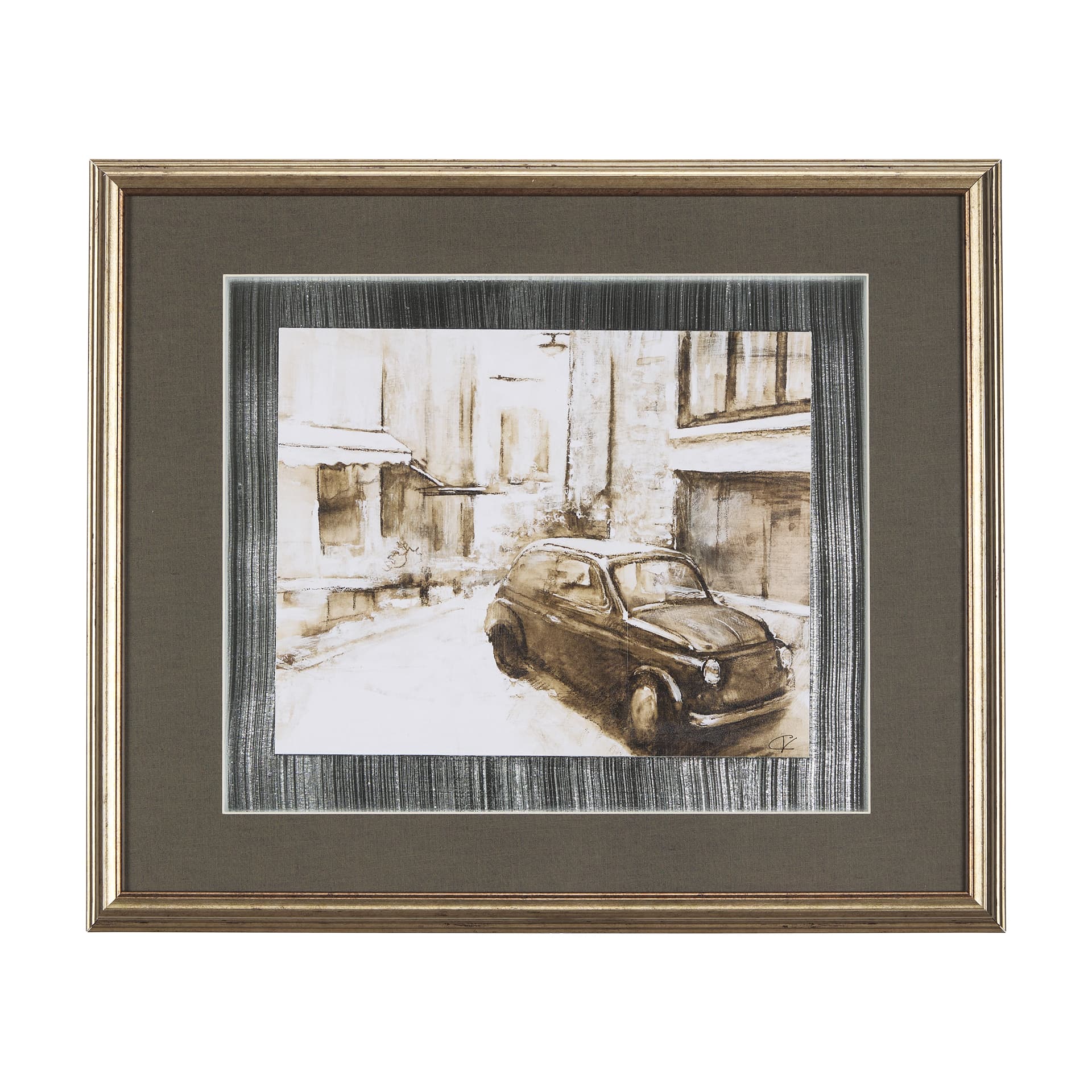 Vintage Car Picture II by Mercana Studio Hand Embellished Framed Art Print Matted under Glass — product photograph