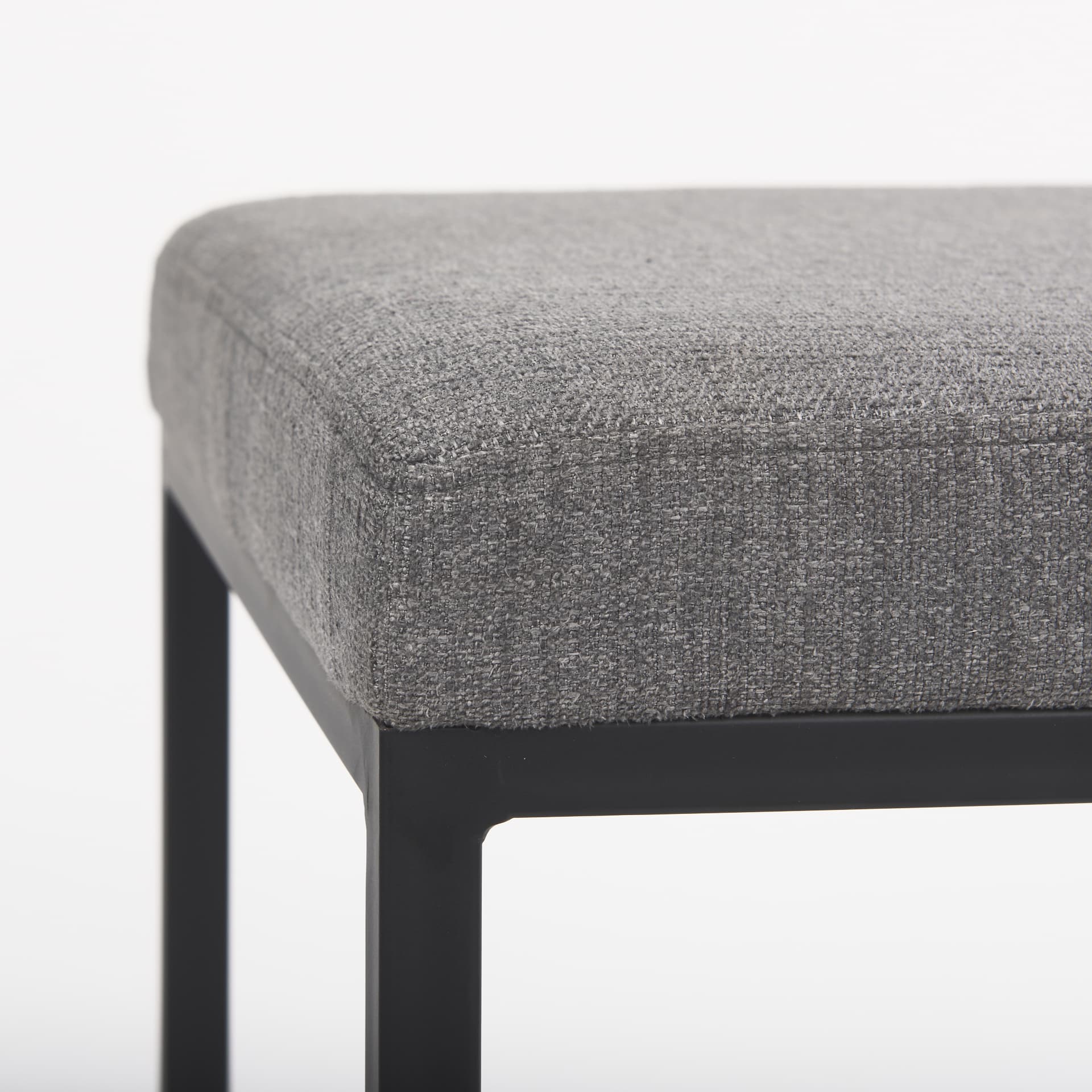 Frodo Backless 26.4in Seat Counter Stool | Gray Fabric w/ Black Iron — product photograph