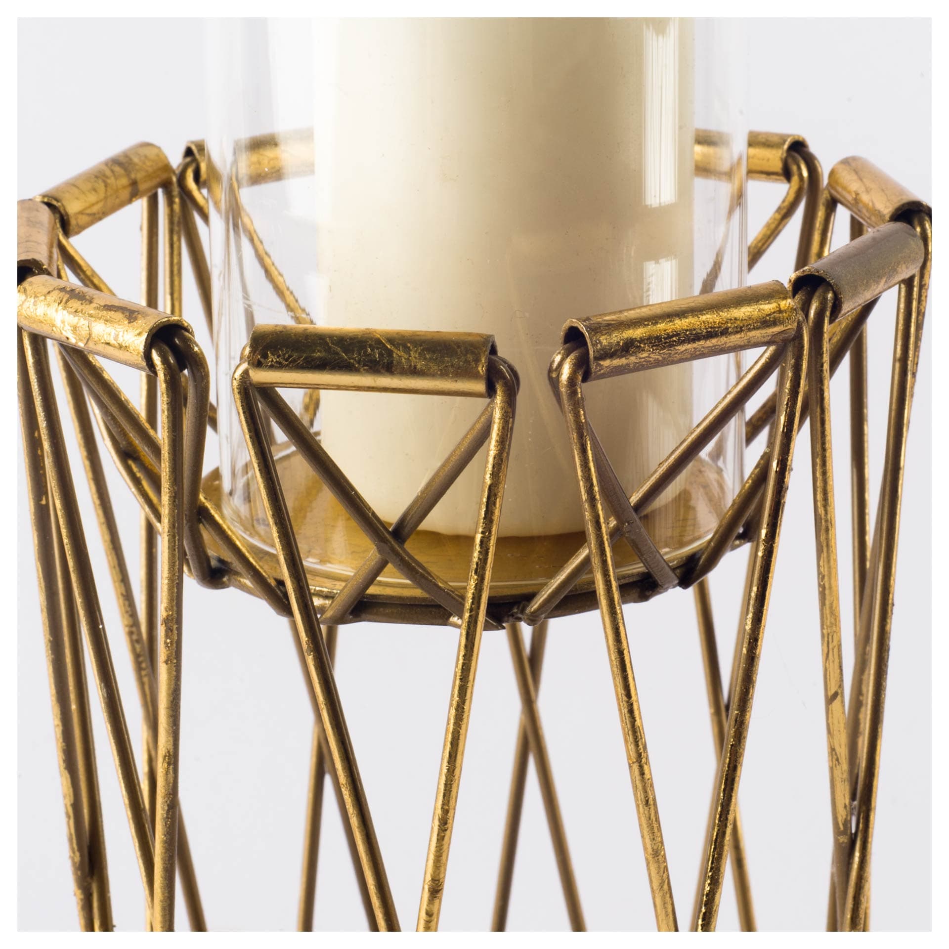 Othello I Tall Antiqued Brass Metal Table Candle Holder — product photograph