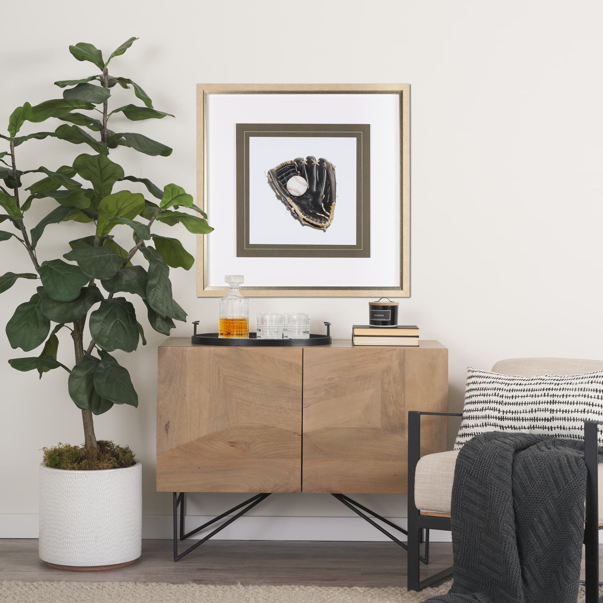 Fielders Choice by Mercana Studio a Framed Photo Art Print Matted under Glass — in a styled room