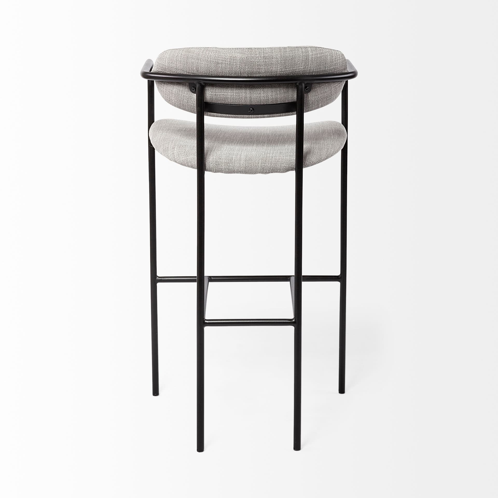 Parker Low Back 30.25in Seat Bar Stool | Gray Fabric w/ Black Metal — product photograph