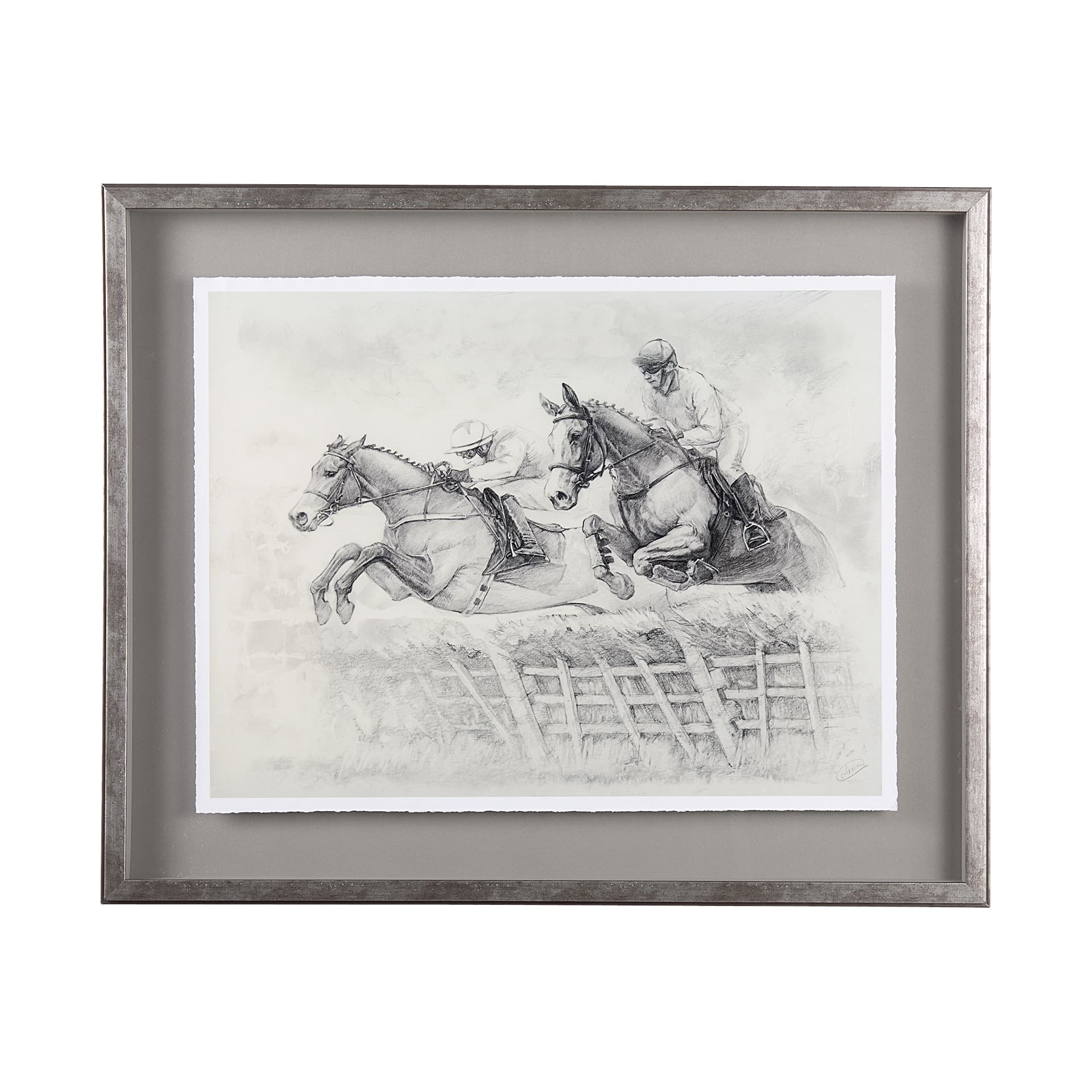 Horse Racing II by Mercana Studio a Hand Embellished Textured Framed Art Print Matted under Glass — product photograph