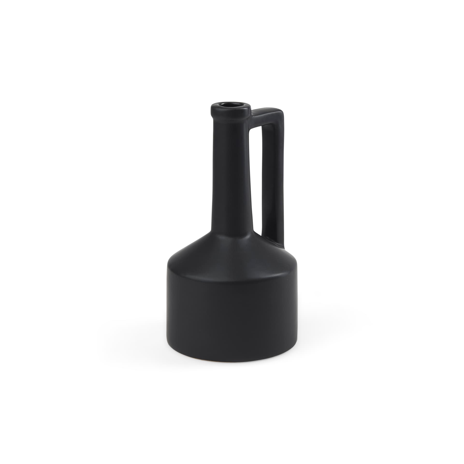 Burton 10.8H Small Matte Black Ceramic Jug Vase — product photograph
