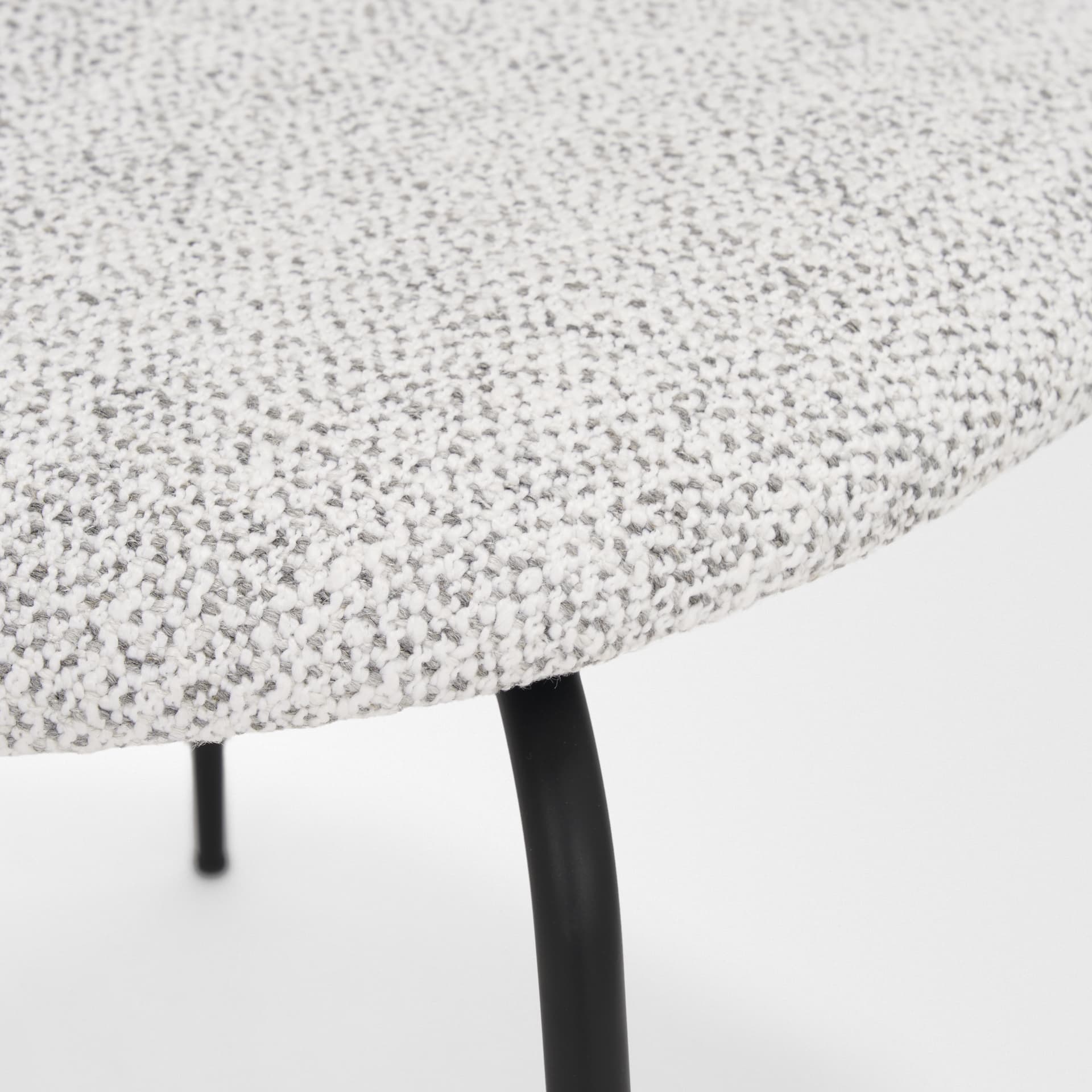 Casey Curved Back Dining Side Chair | Gray Fabric w/ Black Metal — product photograph