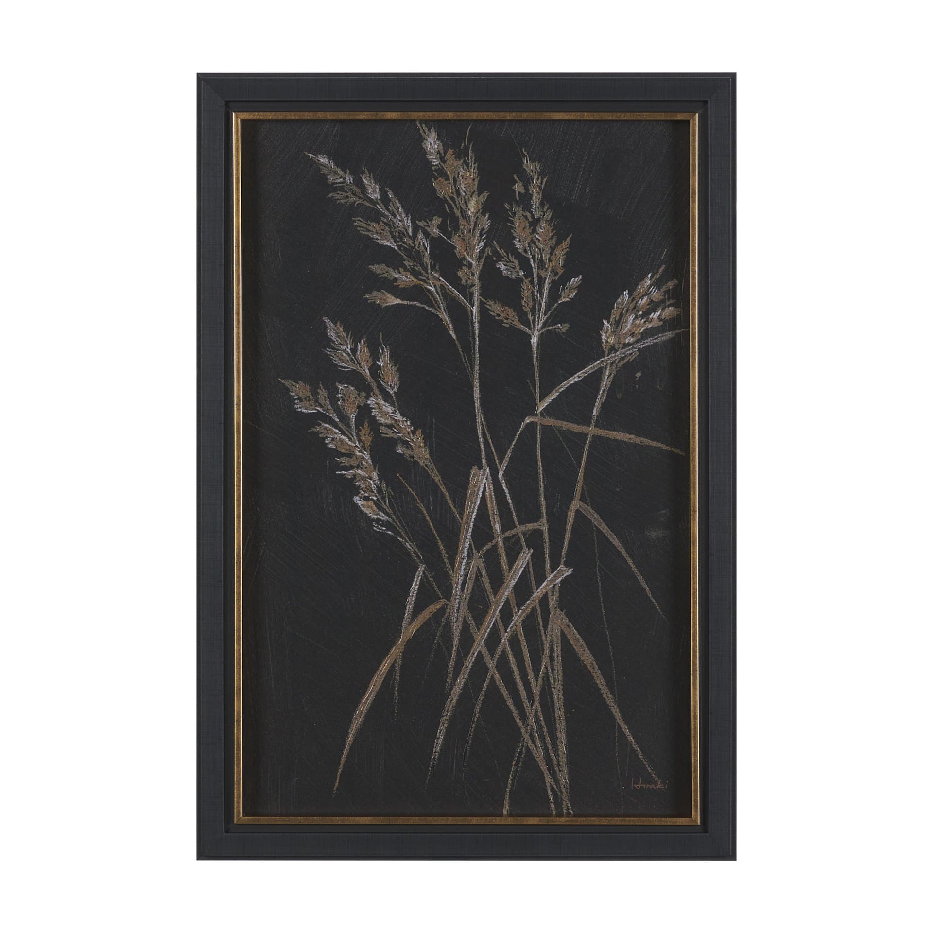 Golden Grasses VI by Mercana Studio Hand Embelished Textured Framed Artwork Matted — product photograph