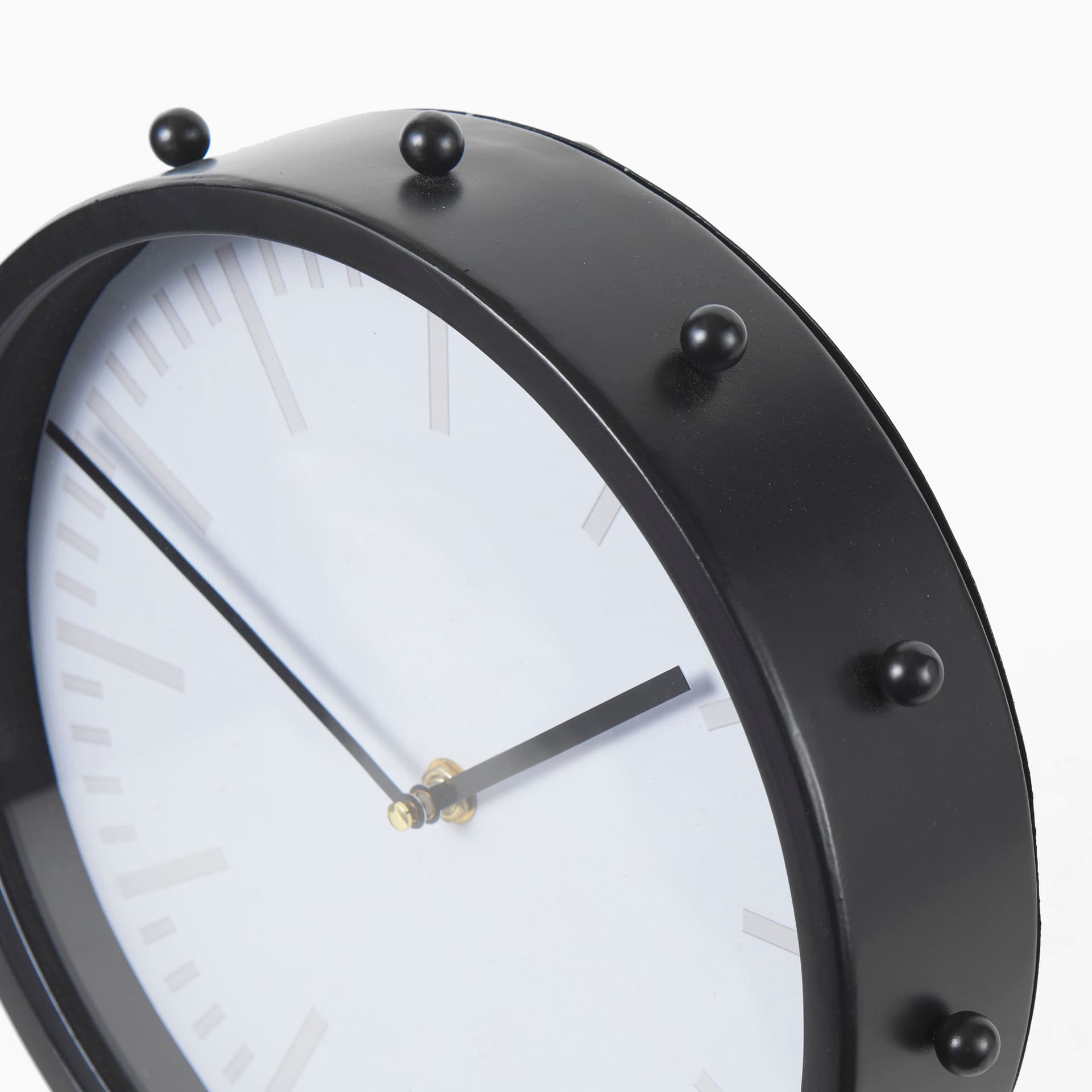 Marian 11.0L x 3.1W x 11.0H Black Studded Round Table Clock — product photograph