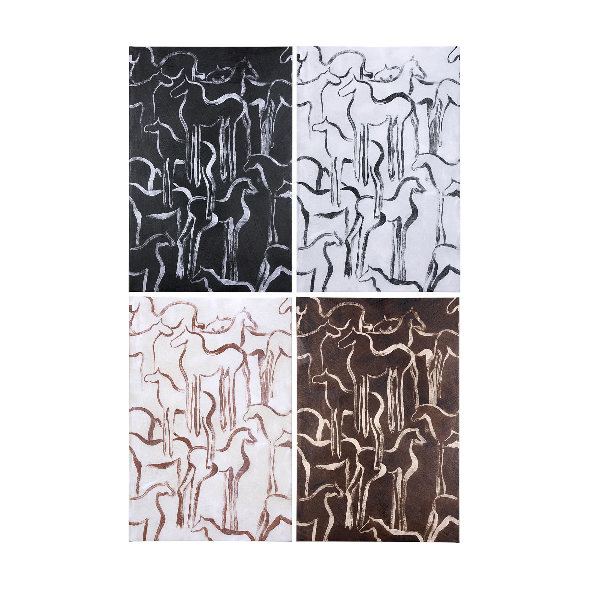 Horse Herd IV by Mercana Studio a Hand Embellished Textured Canvas — product photograph