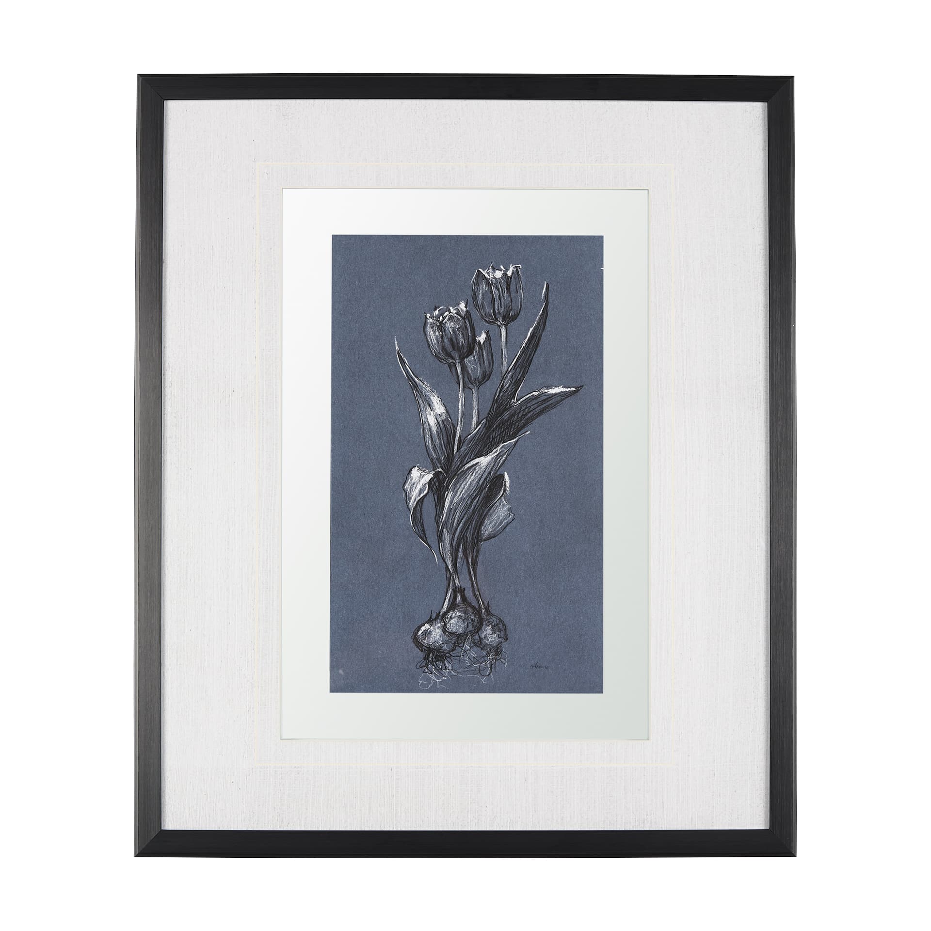 Botanical sketches I (Blue) by Mercana Studio Hand Embellished Framed Art Print Matted under Glass — product photograph