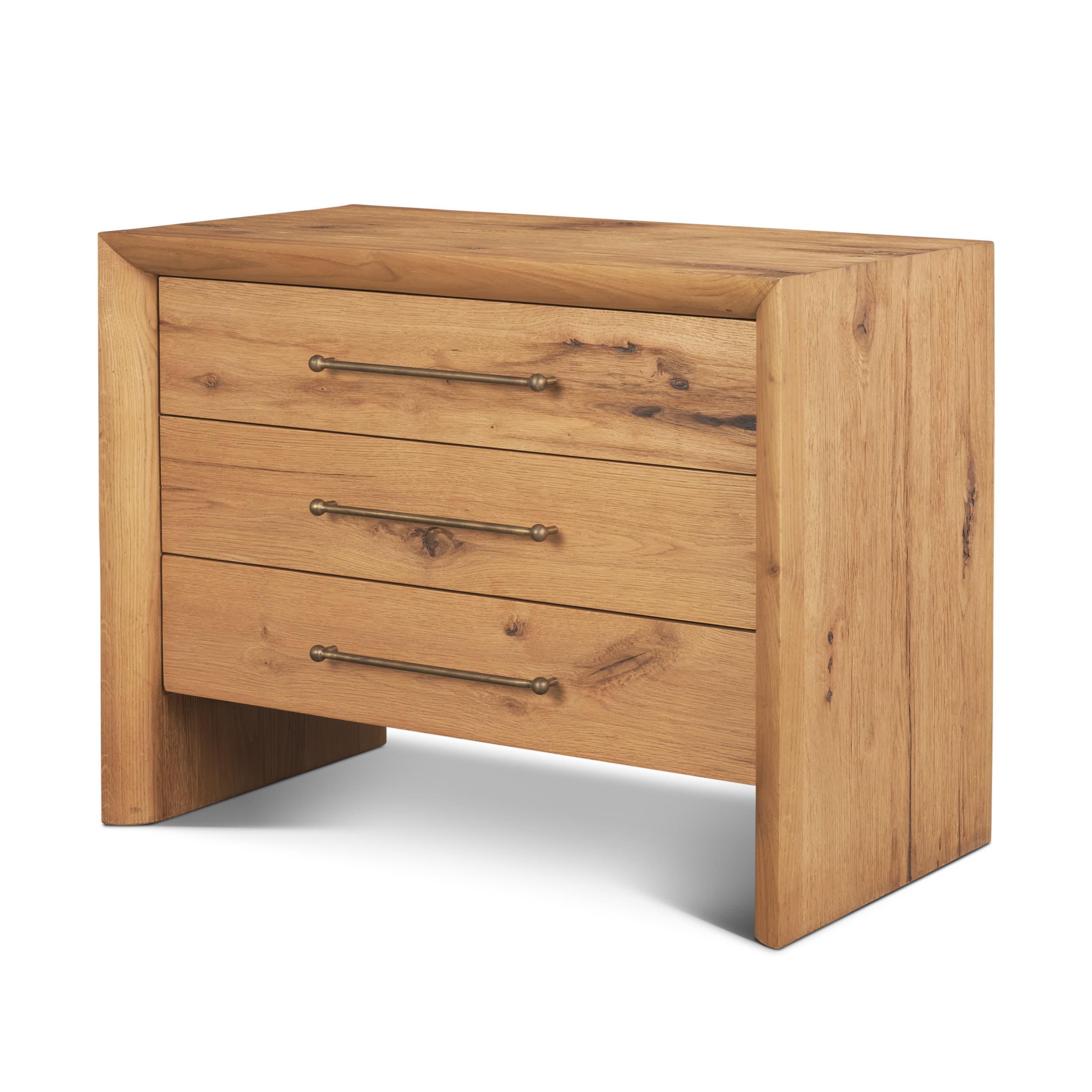 Belford 3-Drawer Light Brown Oak Wood Closed Nightstand — product photograph