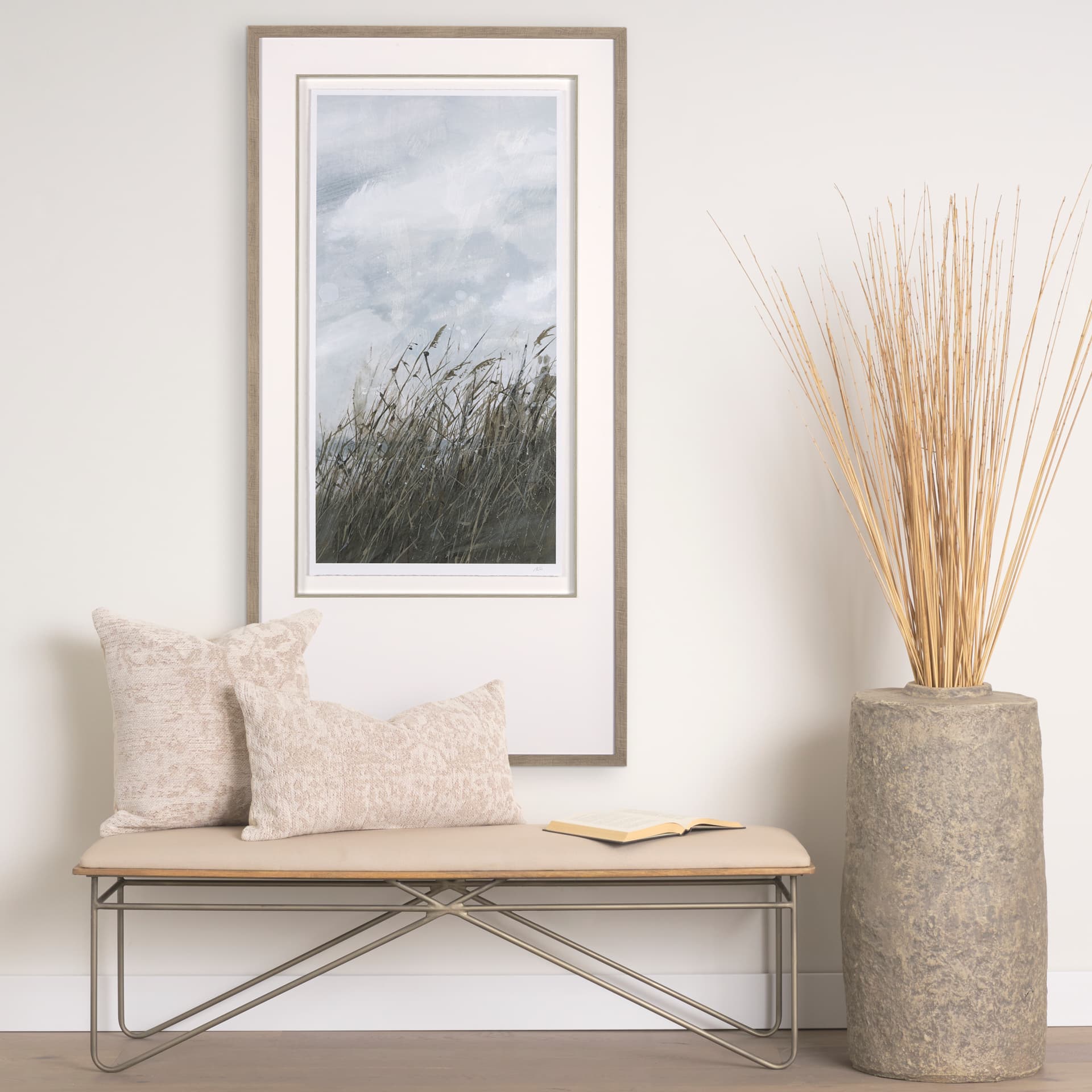 Khloe 20x20 Cream Square Pillow Cover w/Non-Allergen Filler — in a styled room