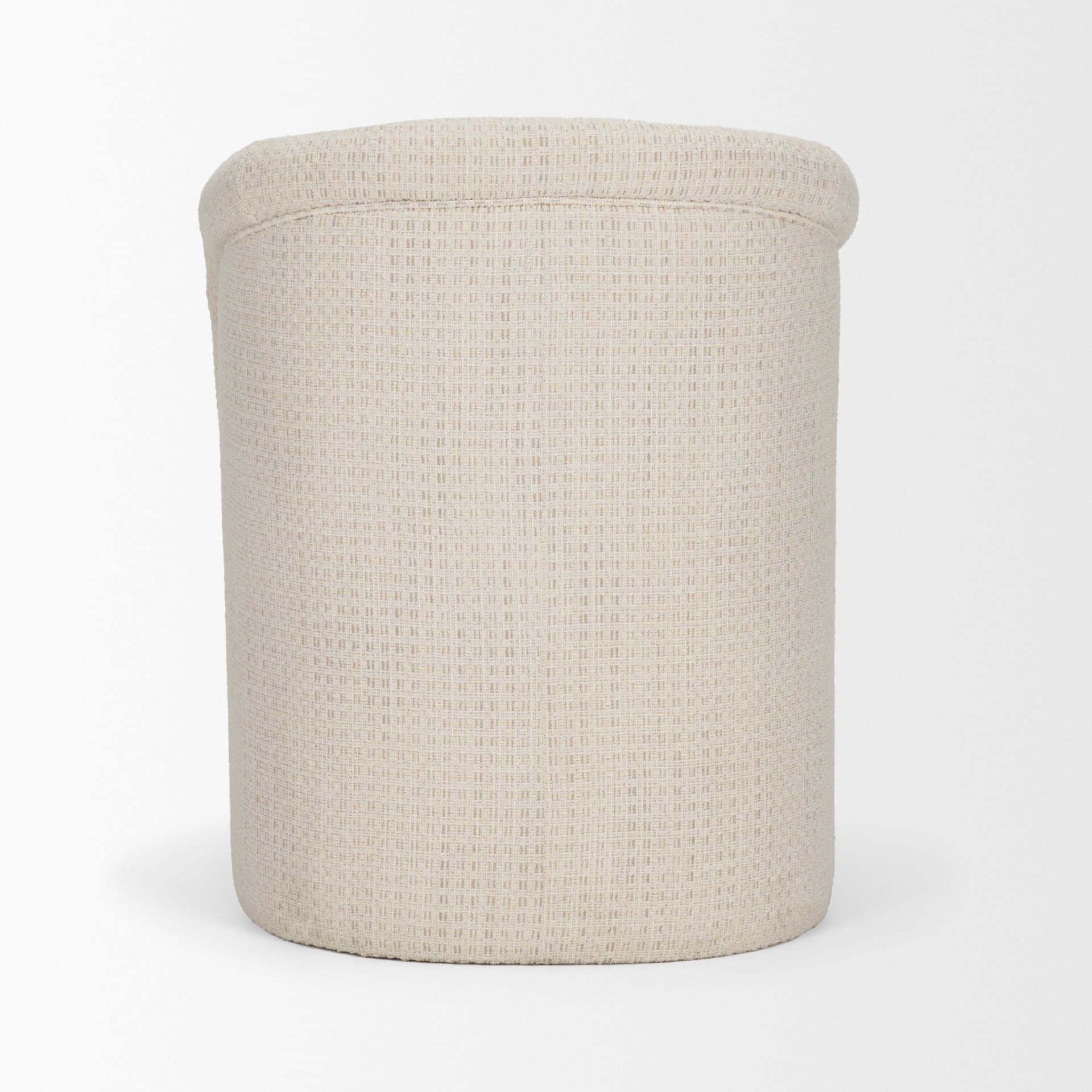 Curtis Barrel Back Dining Arm Chair | Cream Fabric w/ Tapered Wood — product photograph