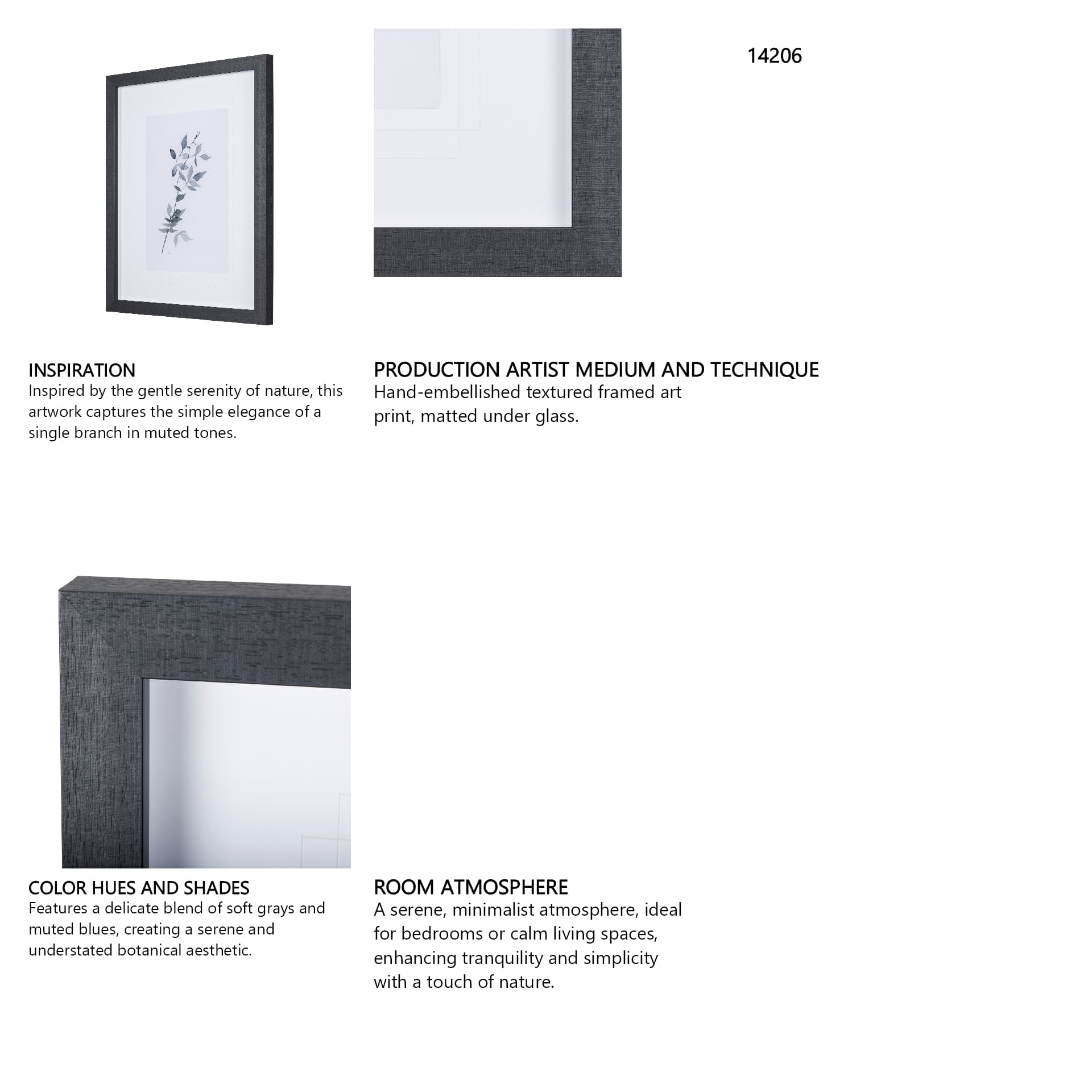 Leaf Shadow I by Mercana Studio a Hand Embellished Textured Framed Art Print Matted under Glass — in a styled room