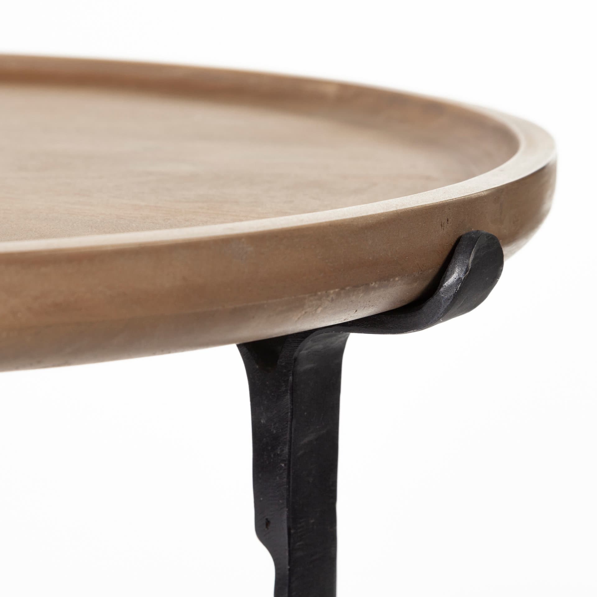 Helios III 20L x 24H Set of Two Round Brown Solid Wood Iron Base Nesting End/Side Tables — product photograph