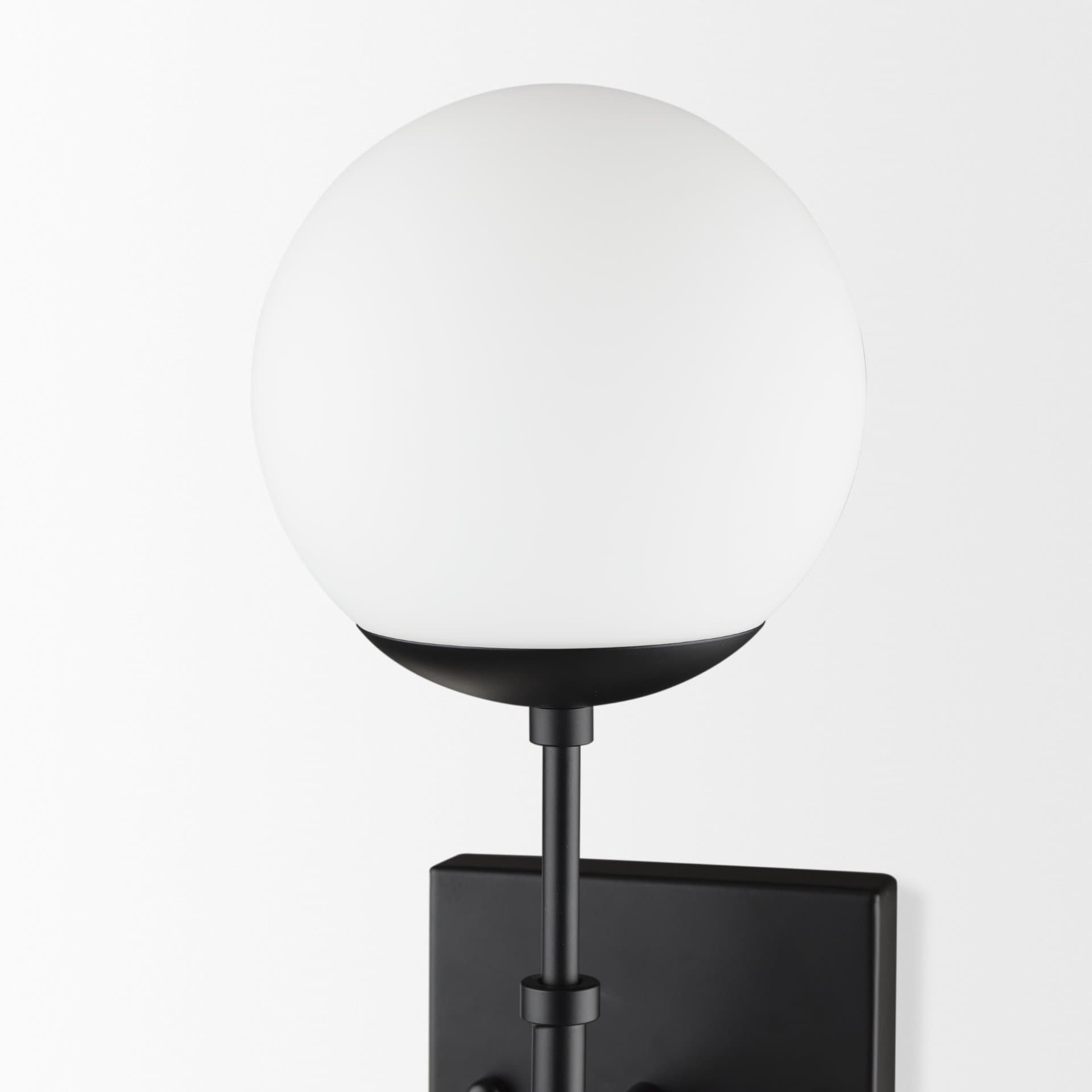 Edie Matte Black Metal w/ Frosted Glass Globes 2-Light Wall Sconce — product photograph