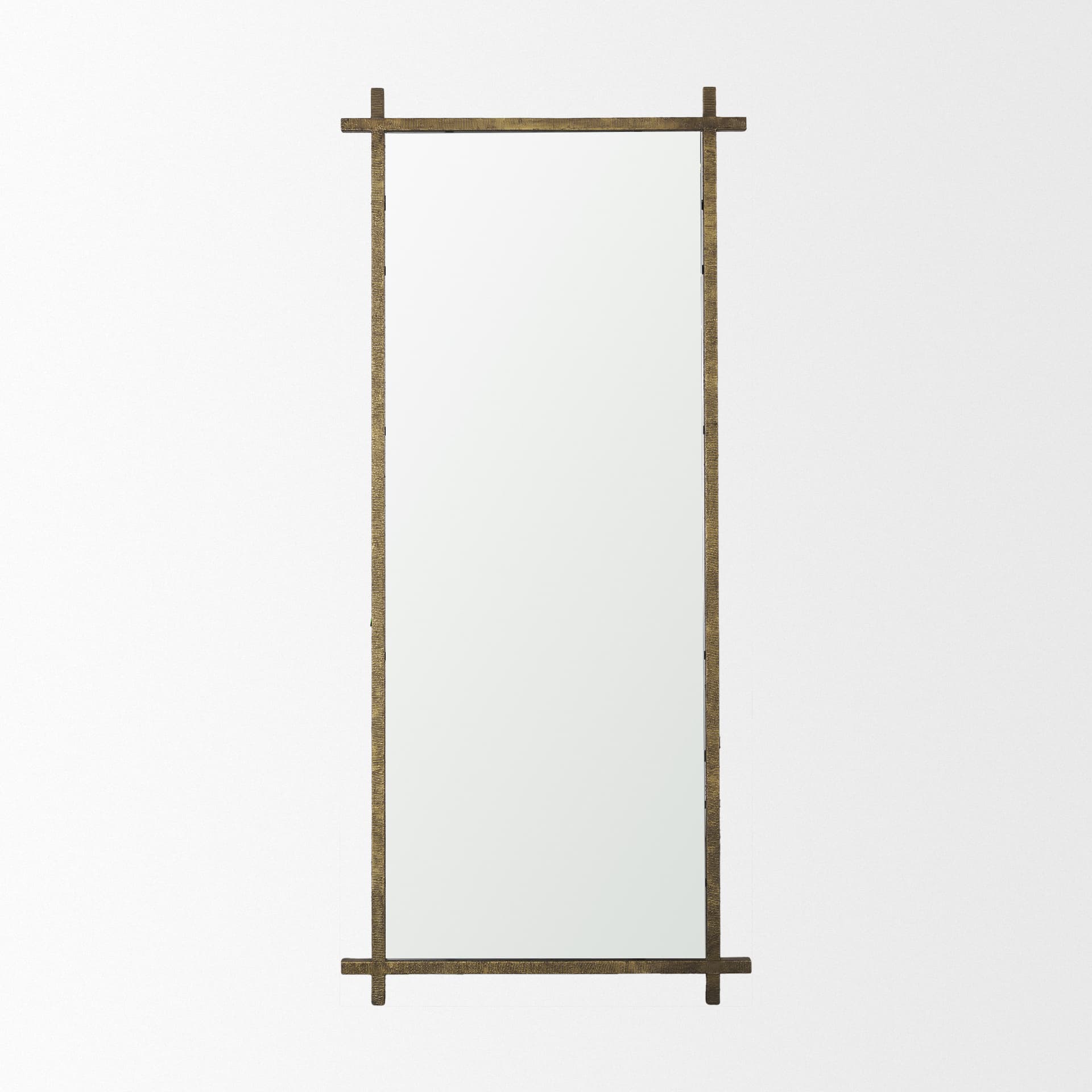 Tori Textured Gold Metal Cross Frame Wall Mirror — product photograph