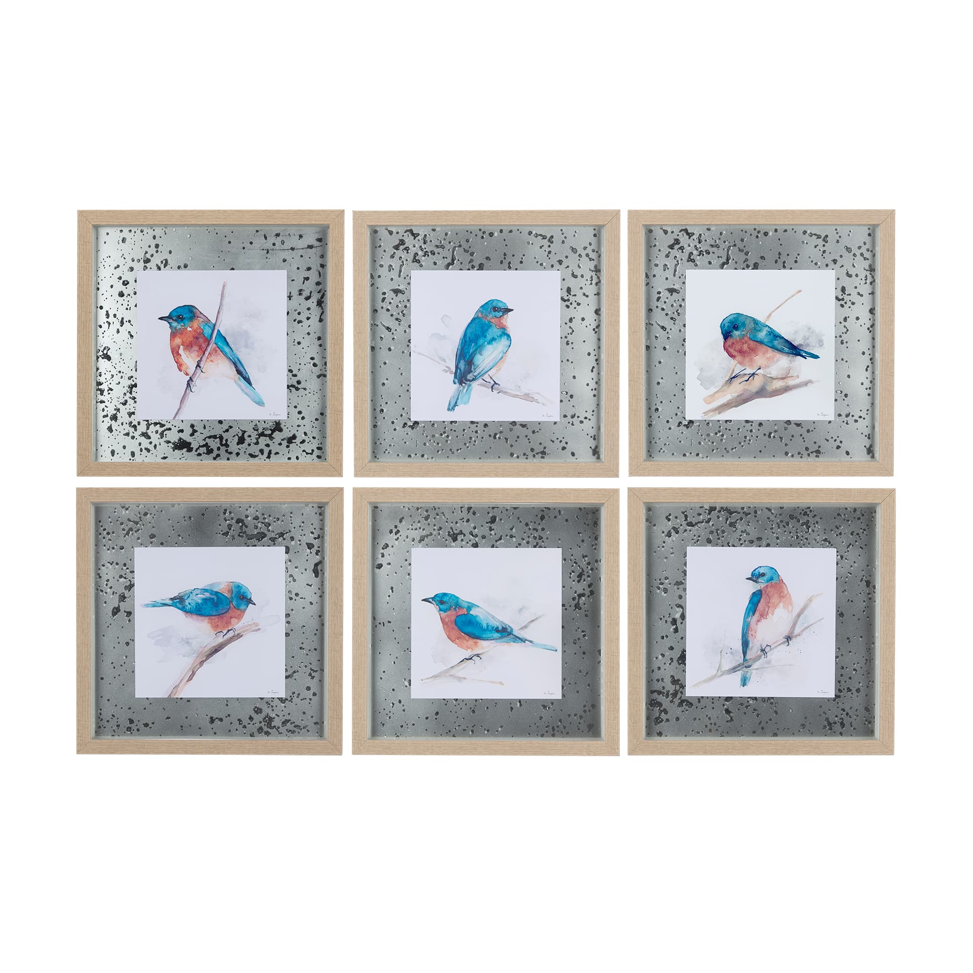 Eastern Blue III by Mercana Studio a Hand Embellished Textured Framed Art Print Matted under Glass — product photograph