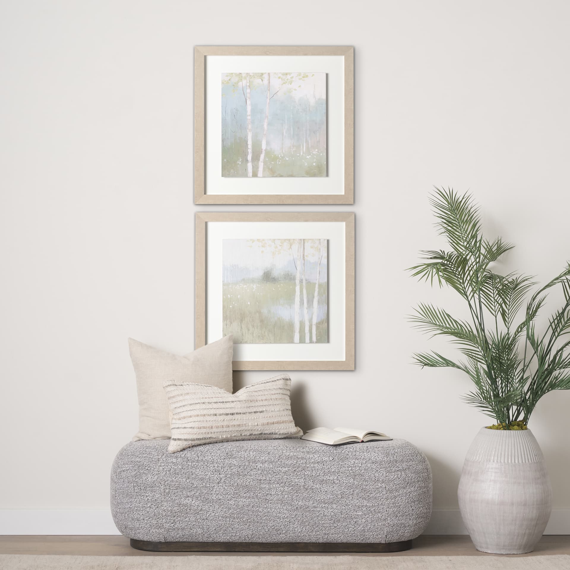 Spring Fling I Cool by Mercana Studio a Hand Embellished Textured Framed Art Print — in a styled room