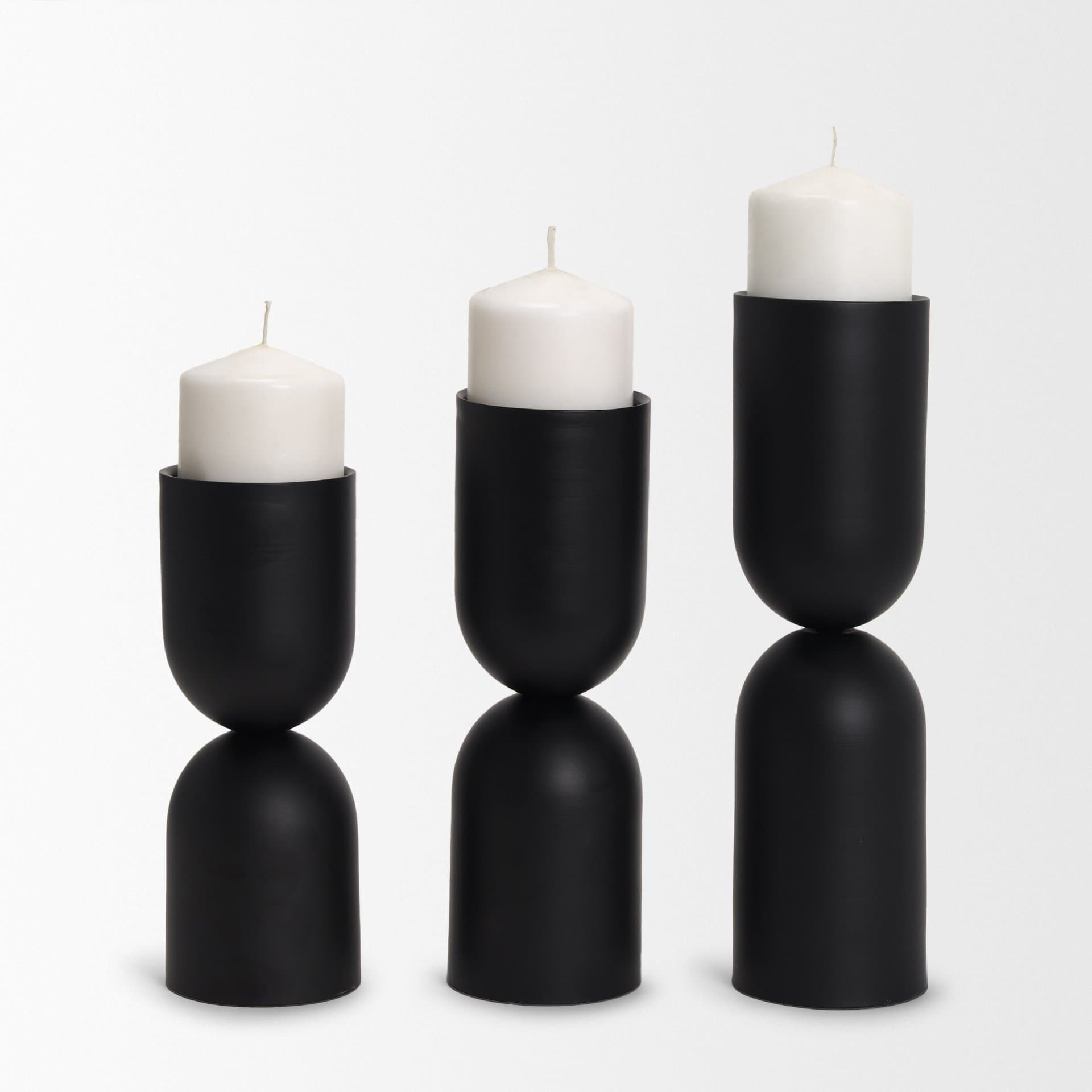 Qamra Medium Black Metal Pillar Candle Holder — product photograph