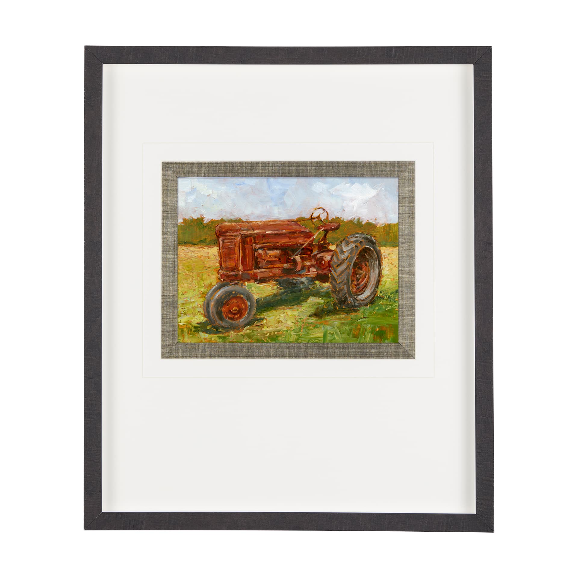 Rustic Tractors II by Mercana Studio a Hand Embellished Textured Framed Art Print Matted under Glass — product photograph